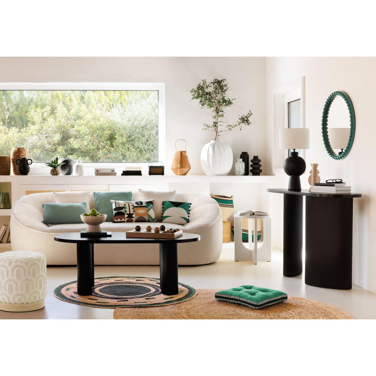 ATMOSPHERA Table basse ovale en bois OLOVA - Noir