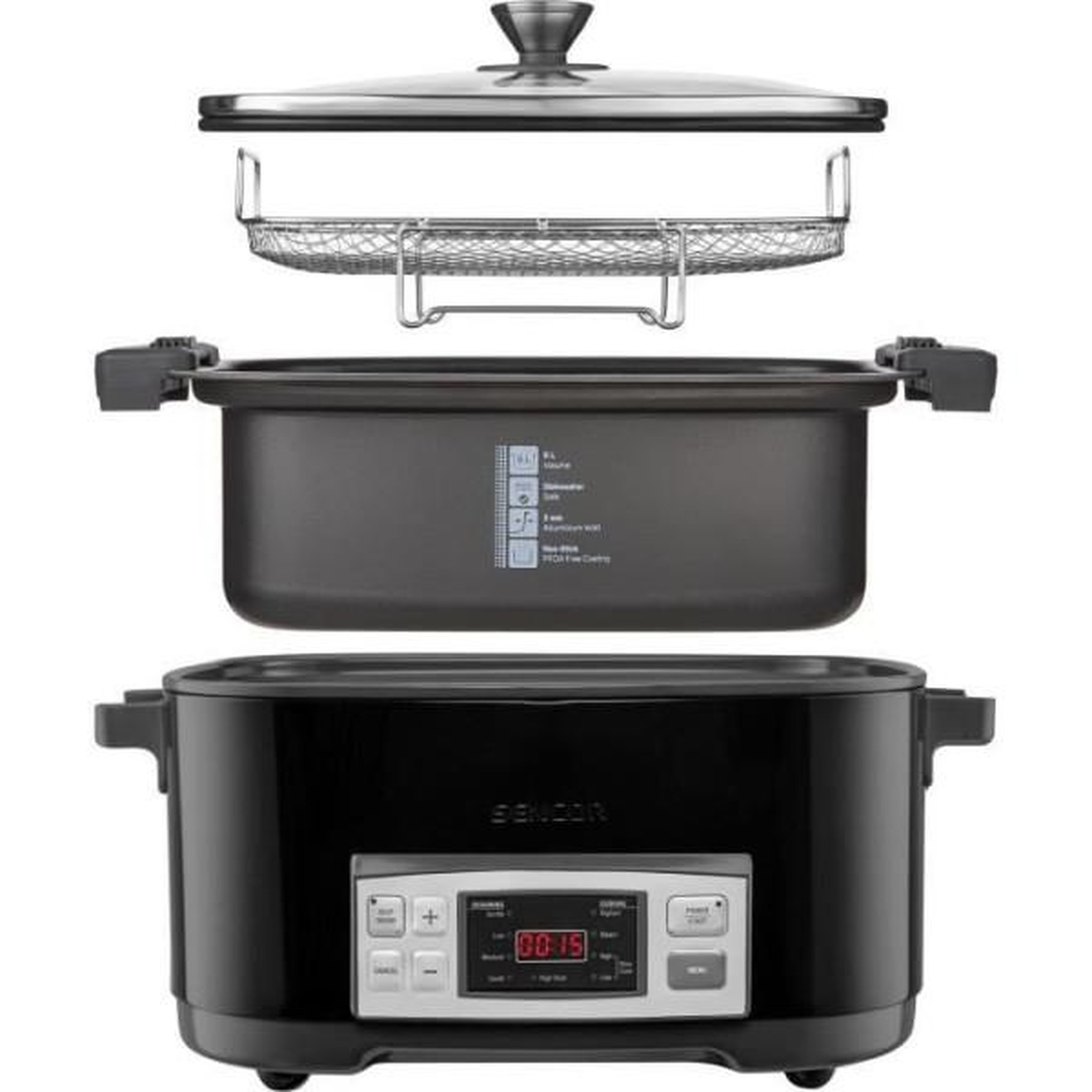 Voir la diapositive 3 : MARKET24 Mijoteuse - SENCOR - SPR-5508BK - 1350 W - 6 L - Noir