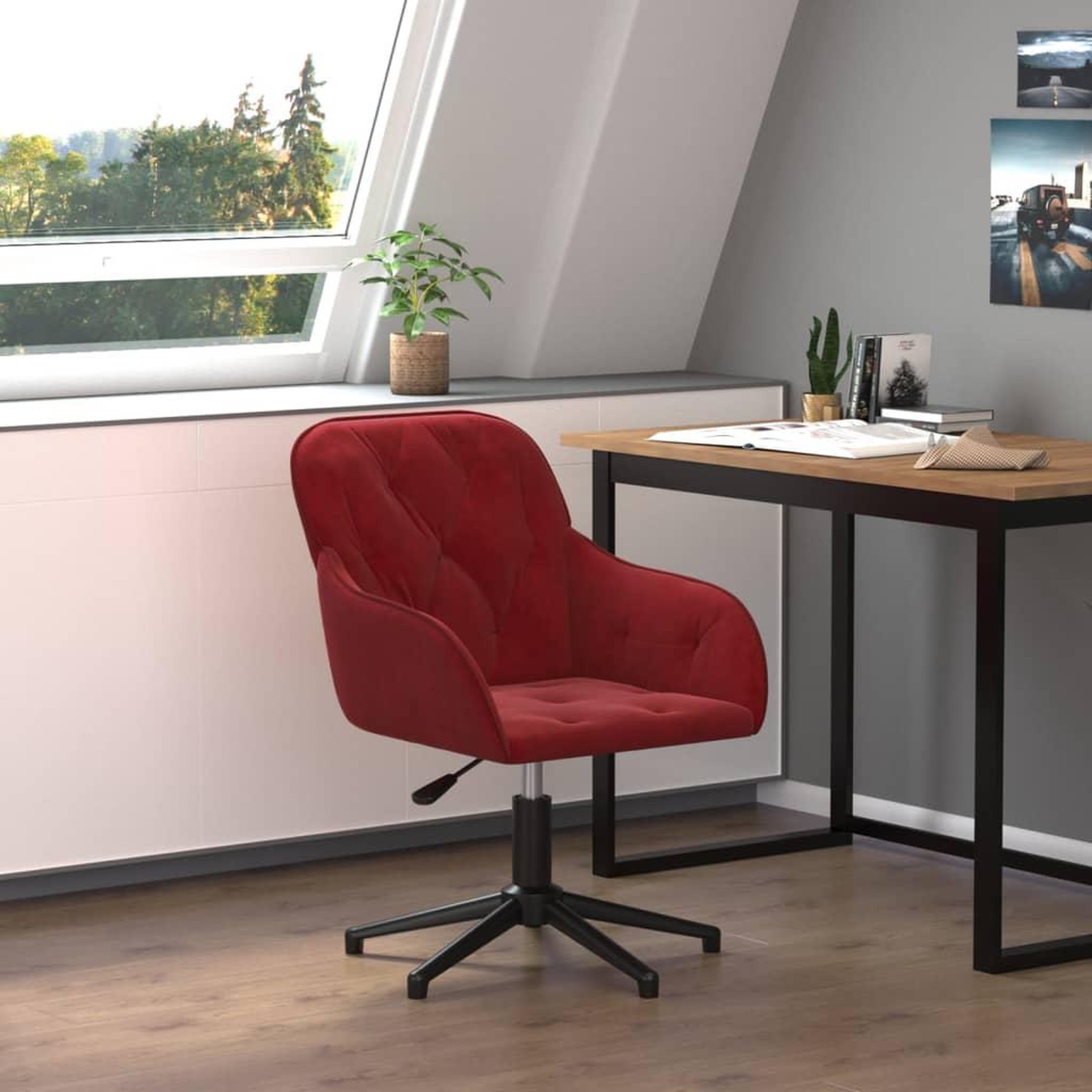 VIDAXL Chaise pivotante de bureau Rouge bordeaux Velours