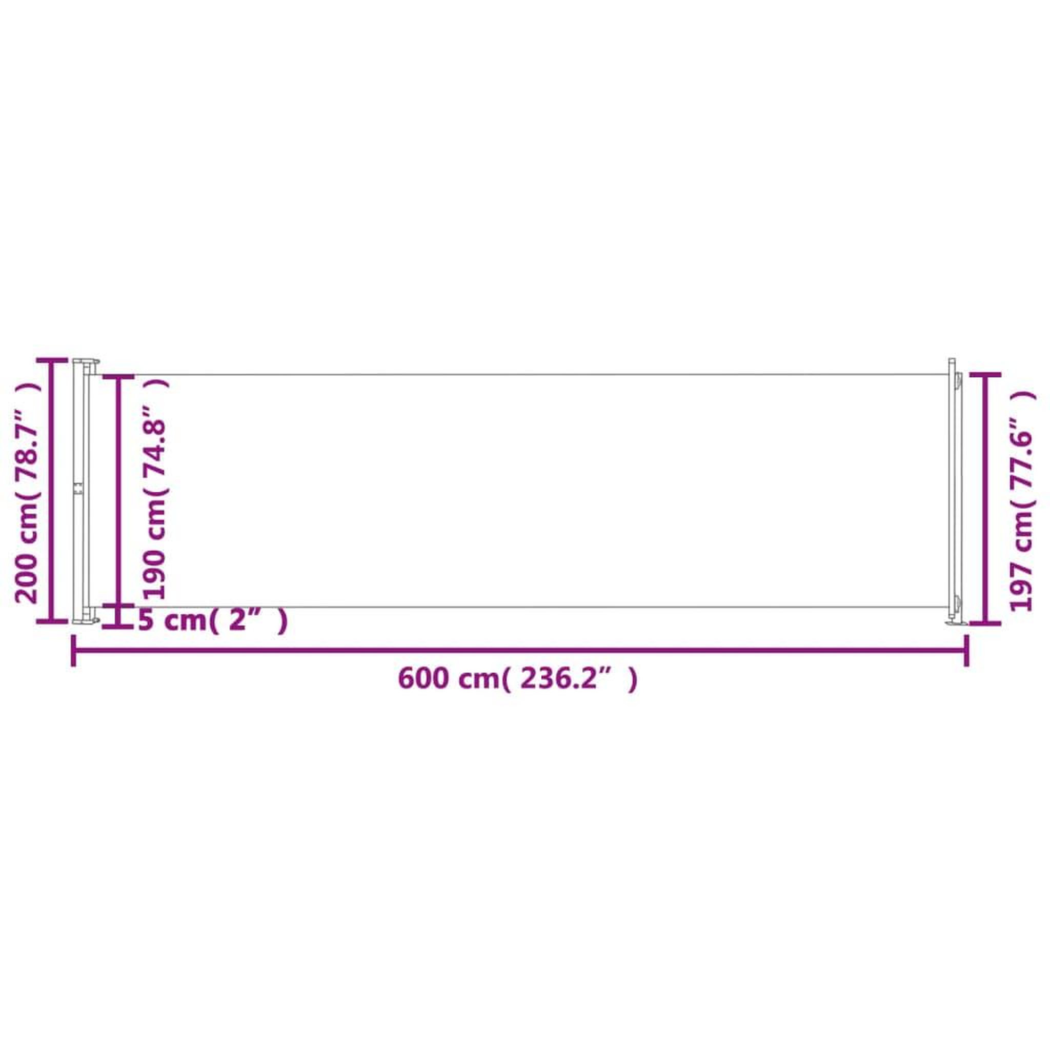Voir la diapositive 6 : VIDAXL Auvent lateral retractable de patio 200x600 cm Gris