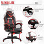 Voir la diapositive 6 : HOMCOM HOMCOM Fauteuil gamer grand confort fauteuil de bureau gamer pivotant inclinable avec coussins et repose-pieds revêtement synthétique noir rouge