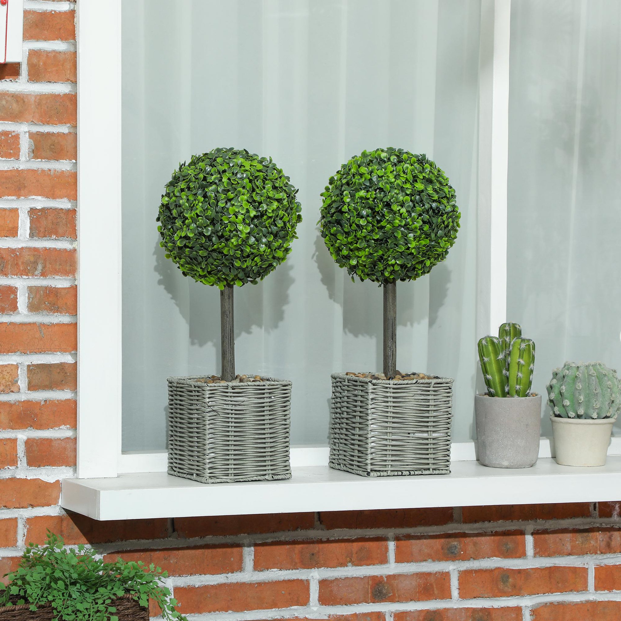 Voir la diapositive 6 : HOMCOM Lot de 2 plantes artificielles 50H cm en plastique vert