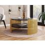 Voir la diapositive 3 : BEST MOBILIER Cruz - table basse ronde - effet marbre noir et doré - 75 cm