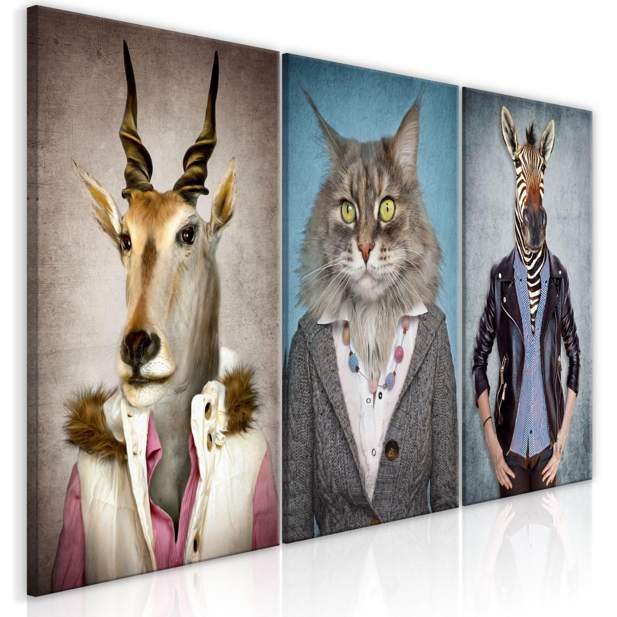 Paris Prix Tableau imprimé  menagerie 3 panneaux  60x120cm