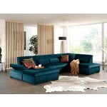 LISA DESIGN Vermont - canapé panoramique d'angle droit - 7 places - xxl - en velours. Coloris disponibles : Vert, Bleu, Noir, Jaune, Gris, Beige