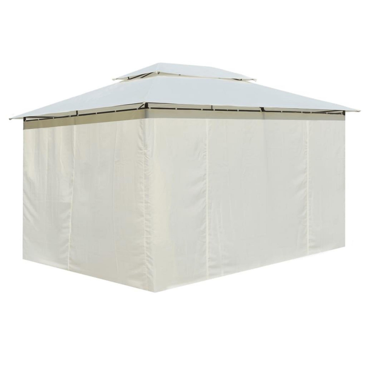 VIDAXL Tonnelle avec rideaux 4 x 3 m Blanc
