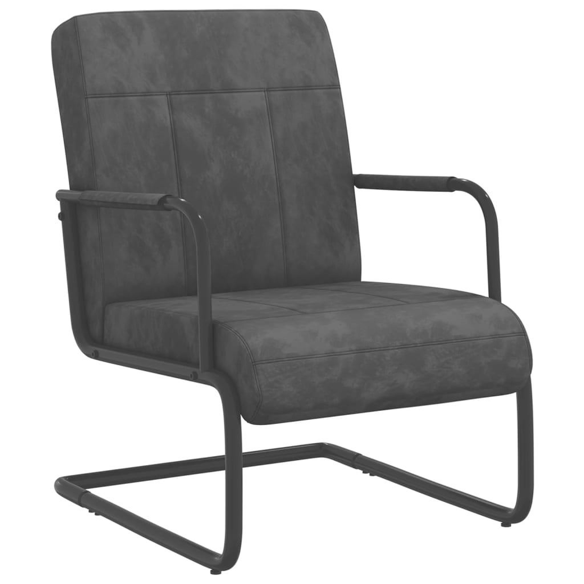 Voir la diapositive 1 : VIDAXL Chaise cantilever Gris fonce Velours
