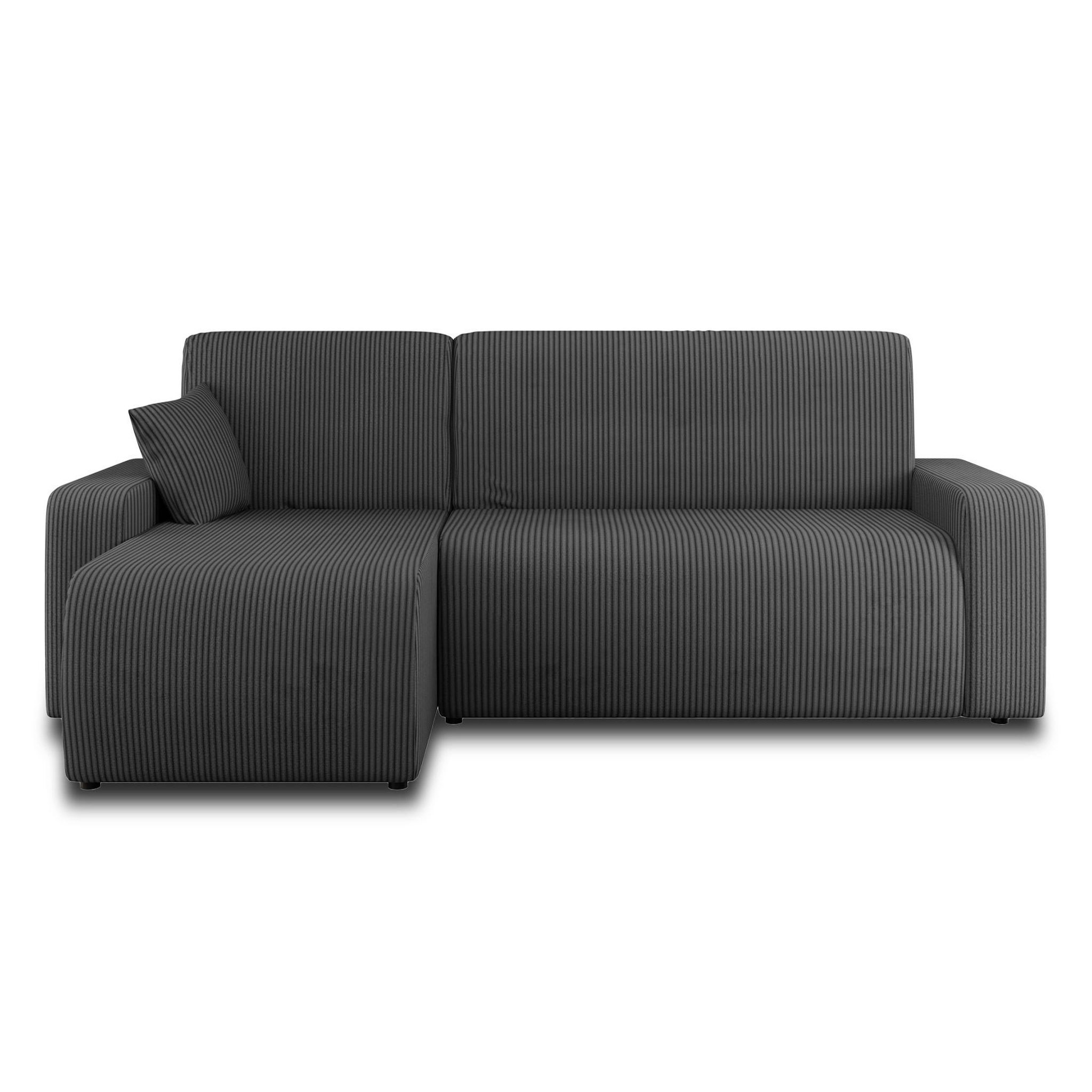 Voir la diapositive 6 : BEST MOBILIER Artemisa - canapé d'angle réversible 4 places - convertible avec coffre - en velours côtelé