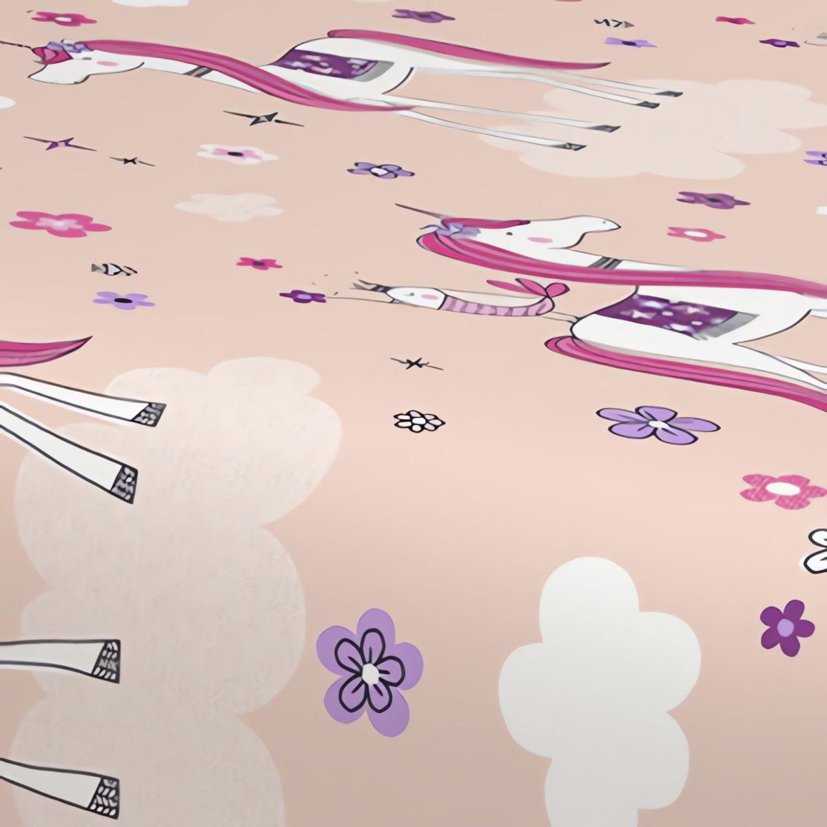 SOLEIL D'OCRE Parure de draps 180x290 cm LICORNES, 100% coton 57 fils/cm2, par Soleil d'Ocre