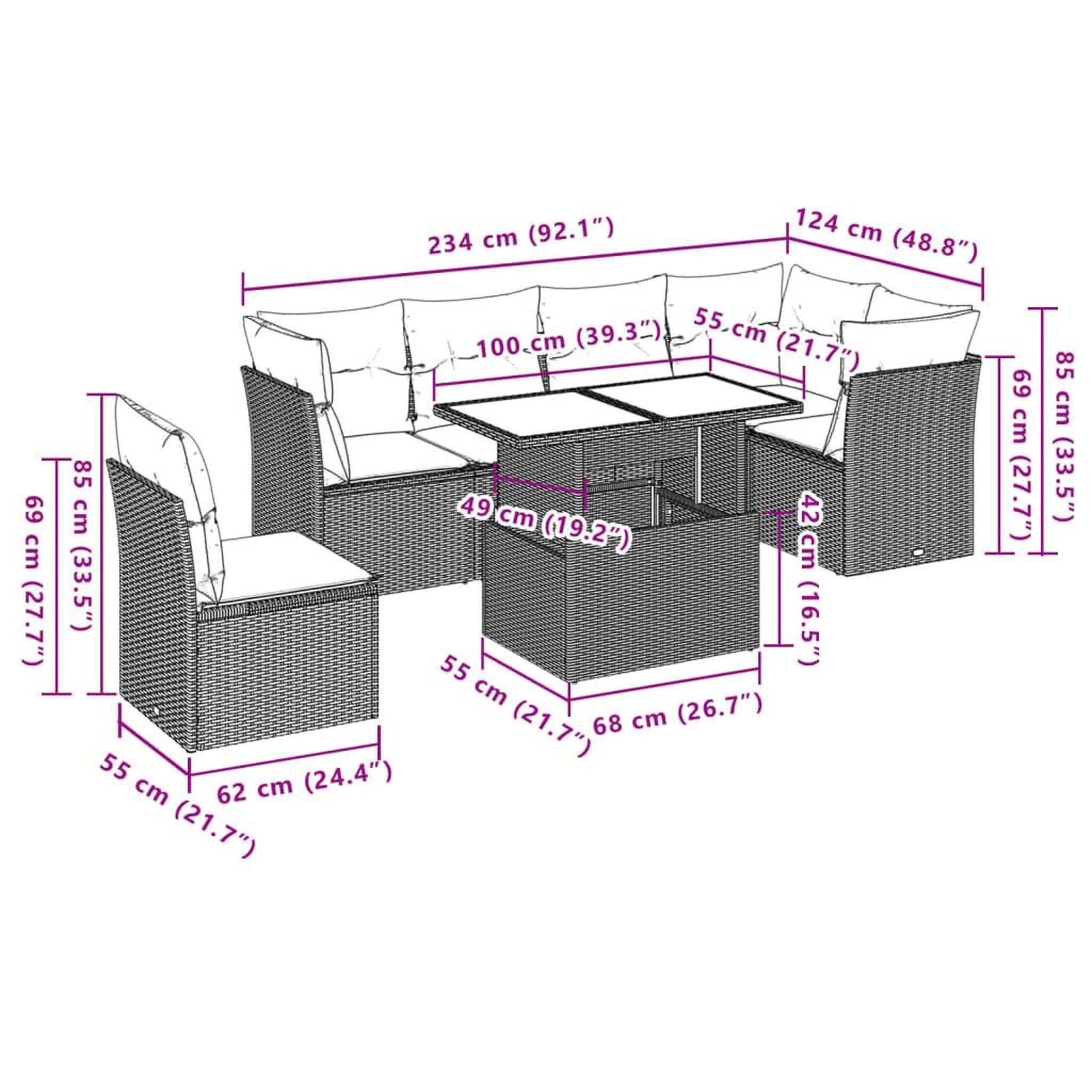 Voir la diapositive 6 : VIDAXL Salon de jardin avec coussins 7 pcs marron resine tressee