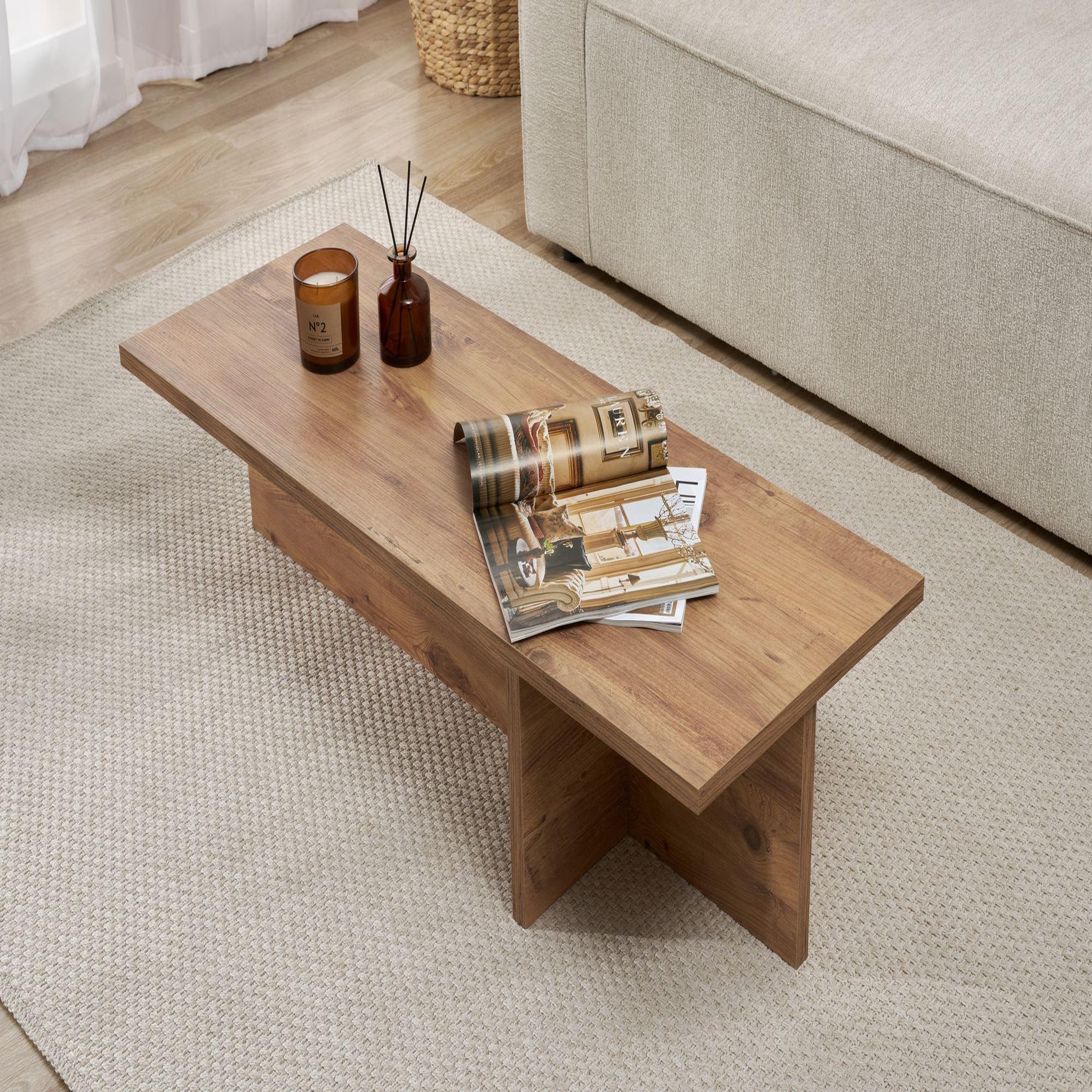 Voir la diapositive 4 : Habitat et Jardin Table basse en bois  harbor  - 120 x 45 x 30 cm - pin atlantique