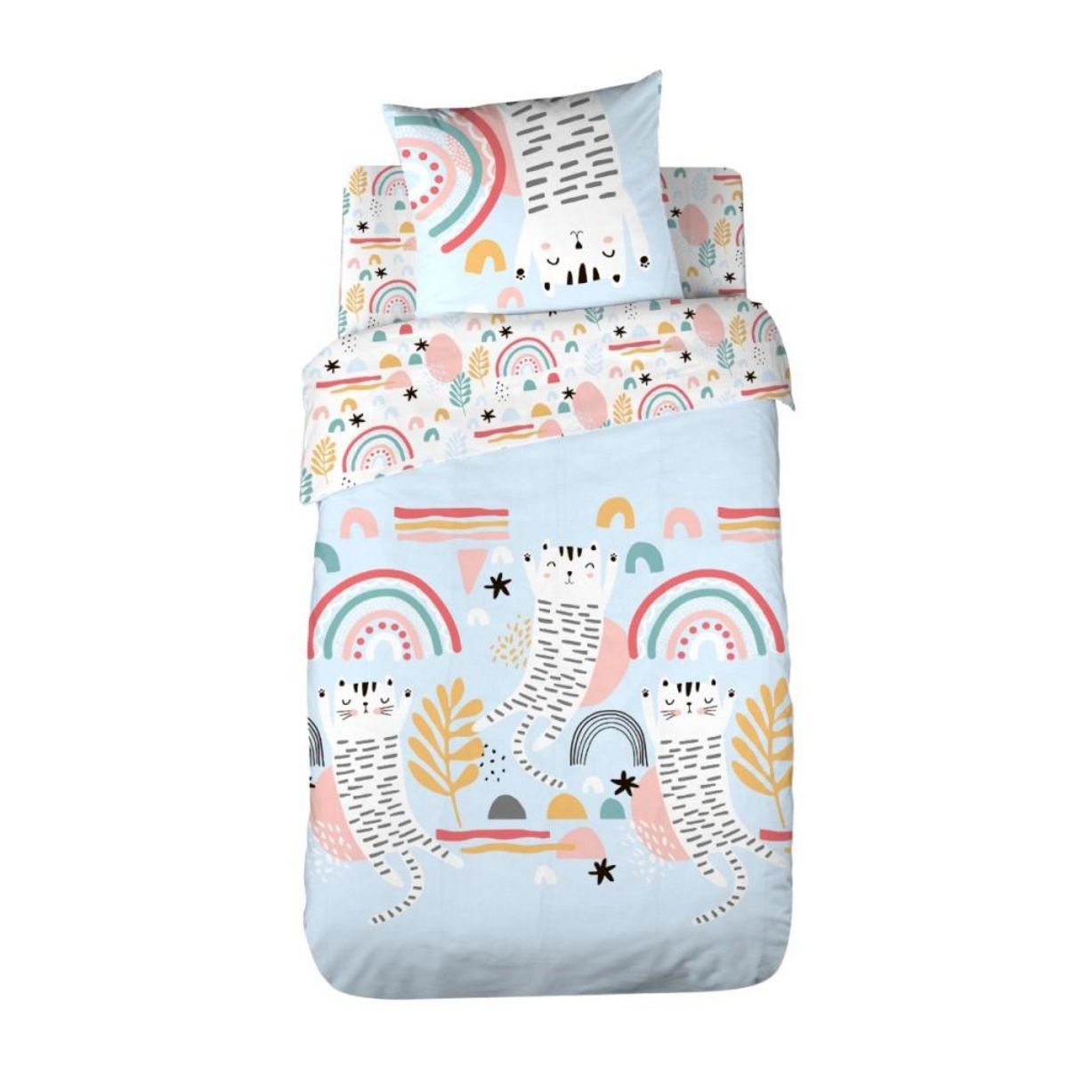 COTE DECO Housse de couette 140x200 + 1 taie CATCHI coton 57 fils