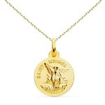 L'ATELIER D'AZUR Collier - Médaille Or 18 Carats 750/1000 Saint Michel - Chaîne Dorée - Gravure Offerte
