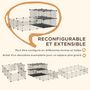 Voir la diapositive 4 : PAWHUT Cage parc enclos rongeurs modulable dim. L 175 x l 105 x H 70 cm 2 niveaux 2 portes rampe résine PP fil métallique noir