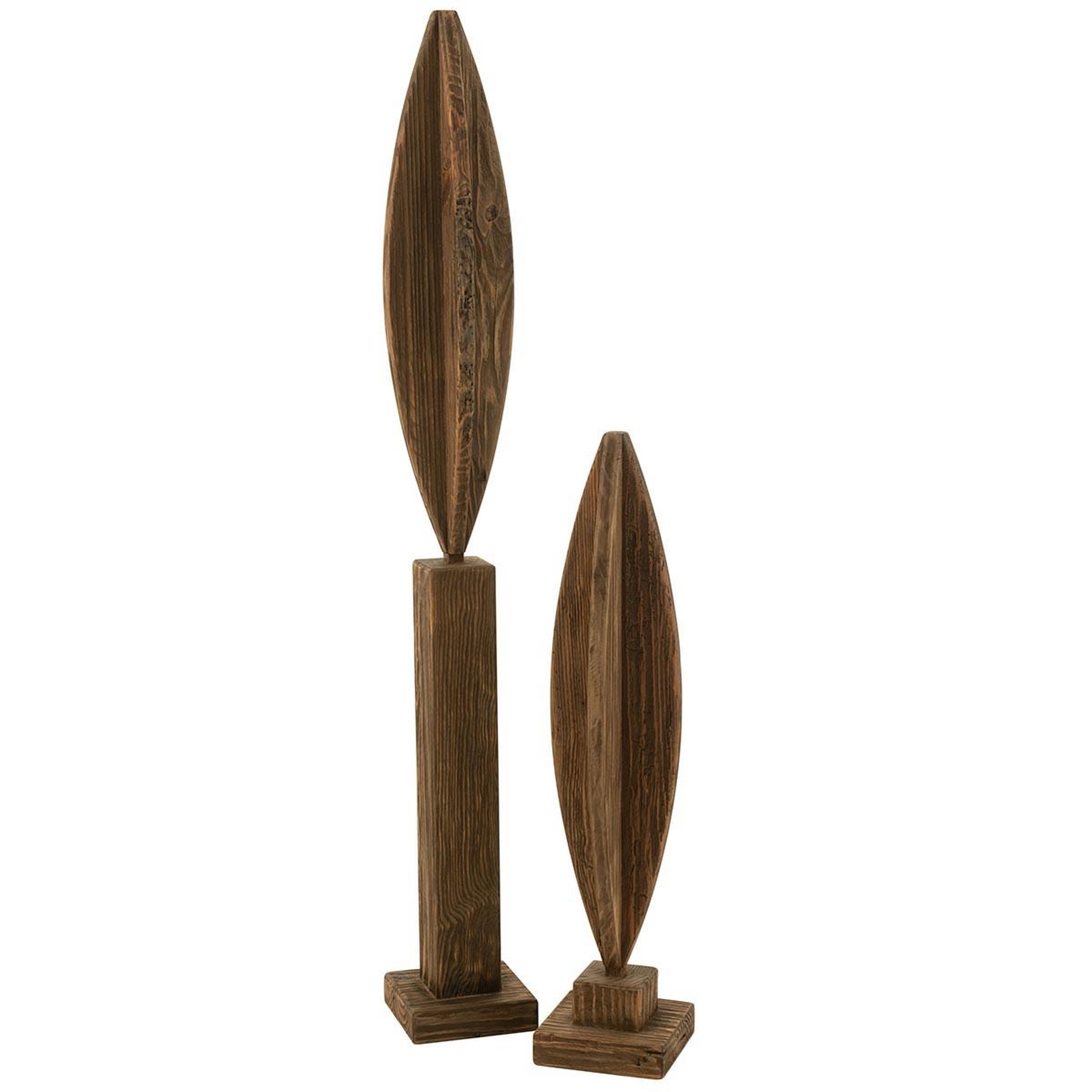 Voir la diapositive 2 : J-LINE Déco sur pied en bois  luke  70cm marron