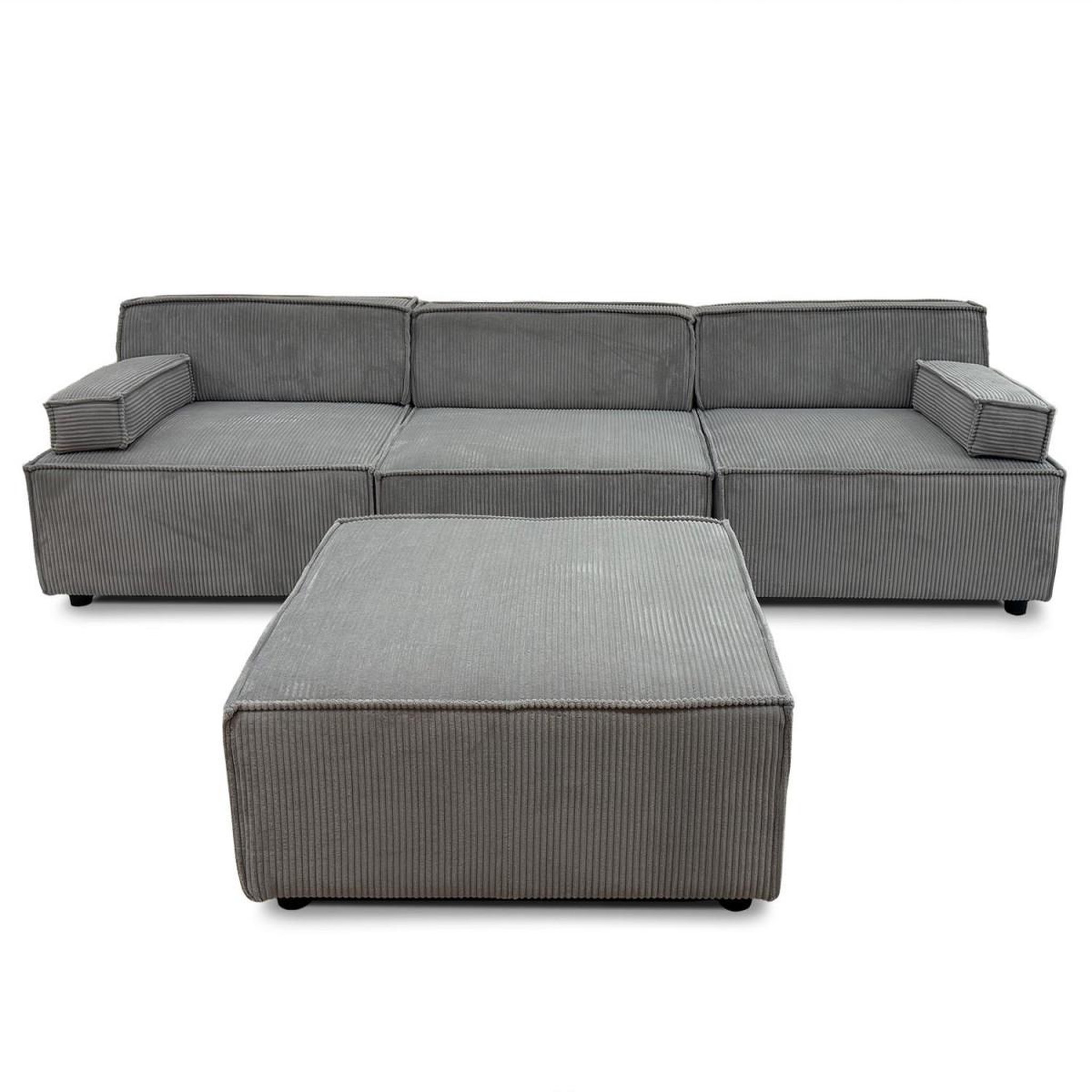 Voir la diapositive 2 : Paris Prix Canapé modulable en velours côtelé  todd  258cm gris
