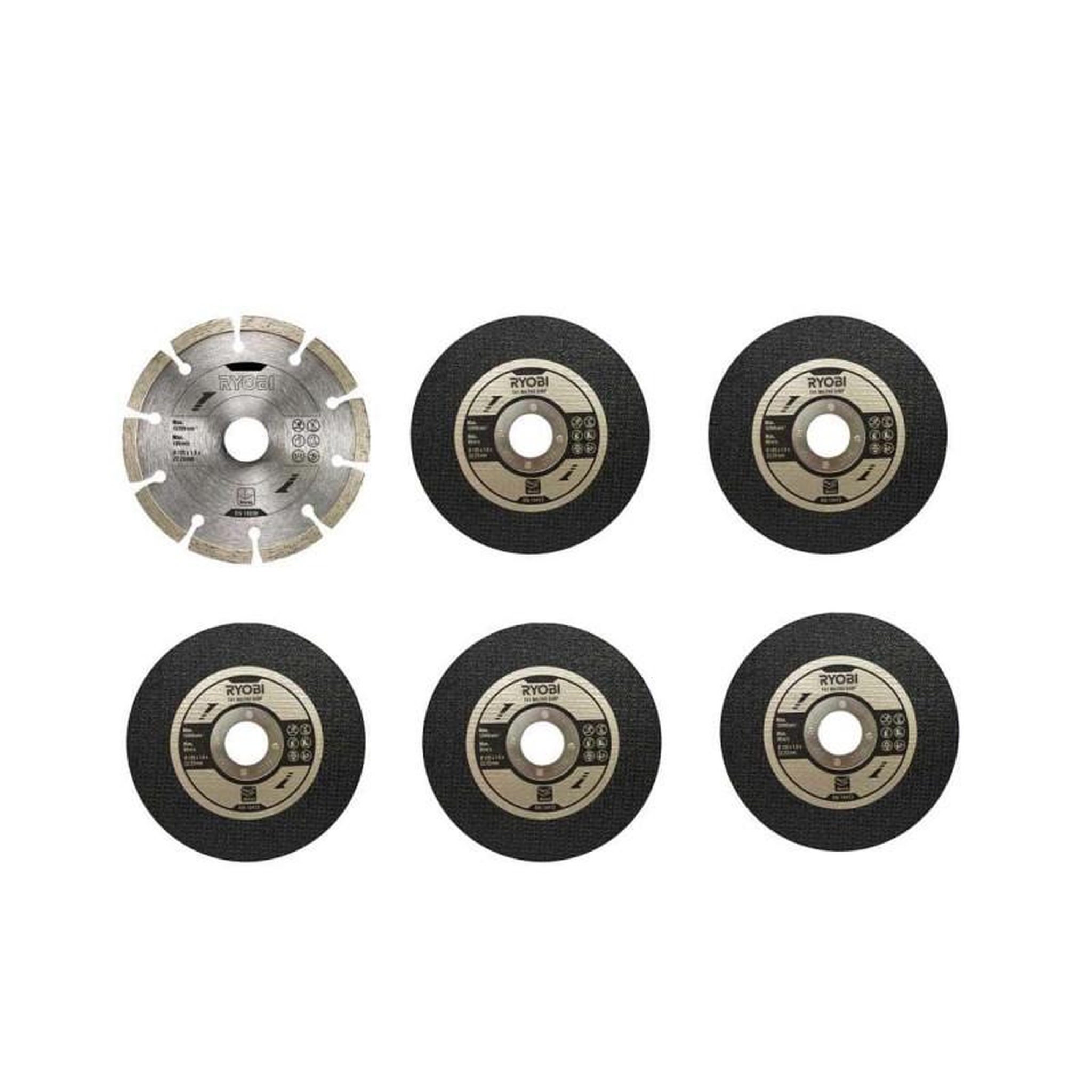 Voir la diapositive 3 : Ryobi Pack RYOBI Meuleuse d'angle 800W - 125mm - RAG800-125G - Kit 6 disques 125 mm