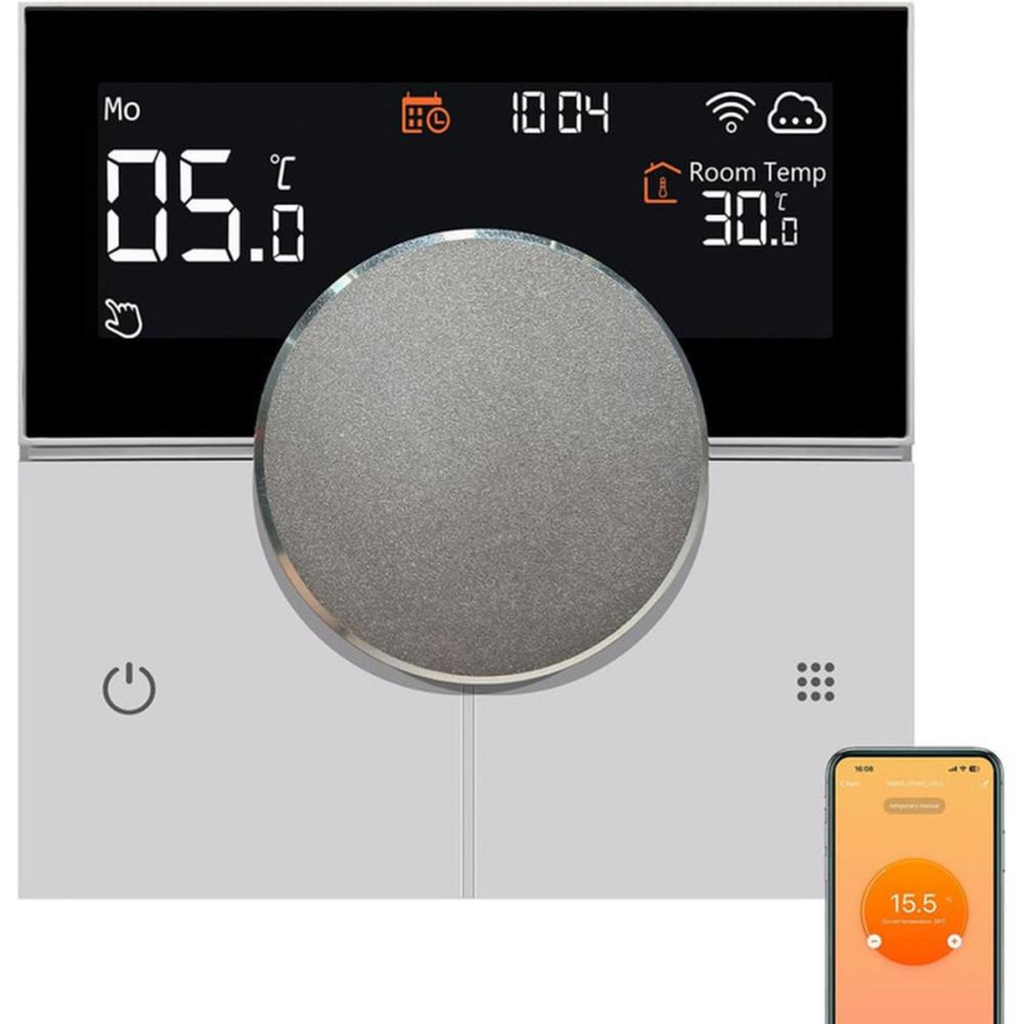 Thermostat Wi‑Fi connecté pour chauffage au sol électrique, capteur double, Alexa, 16A, KTF0176A