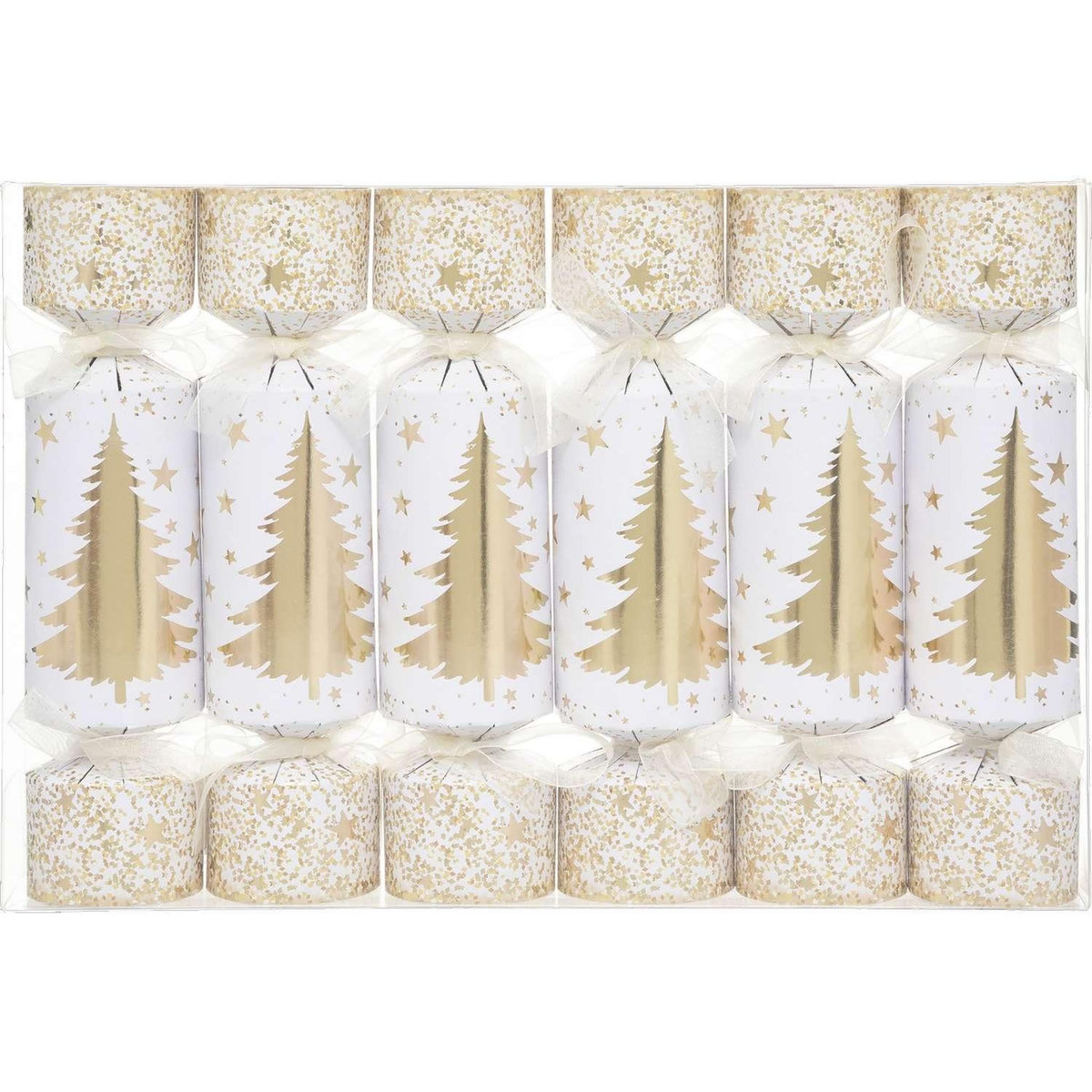 ATMOSPHERA Lot de 6 crackers imprimés sapin de Noël