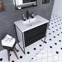 Aurlane Meuble de salle de bain 80x50cm Blanc - 2 tiroirs noir mat - vasque résine blanche - STRUCTURA P021