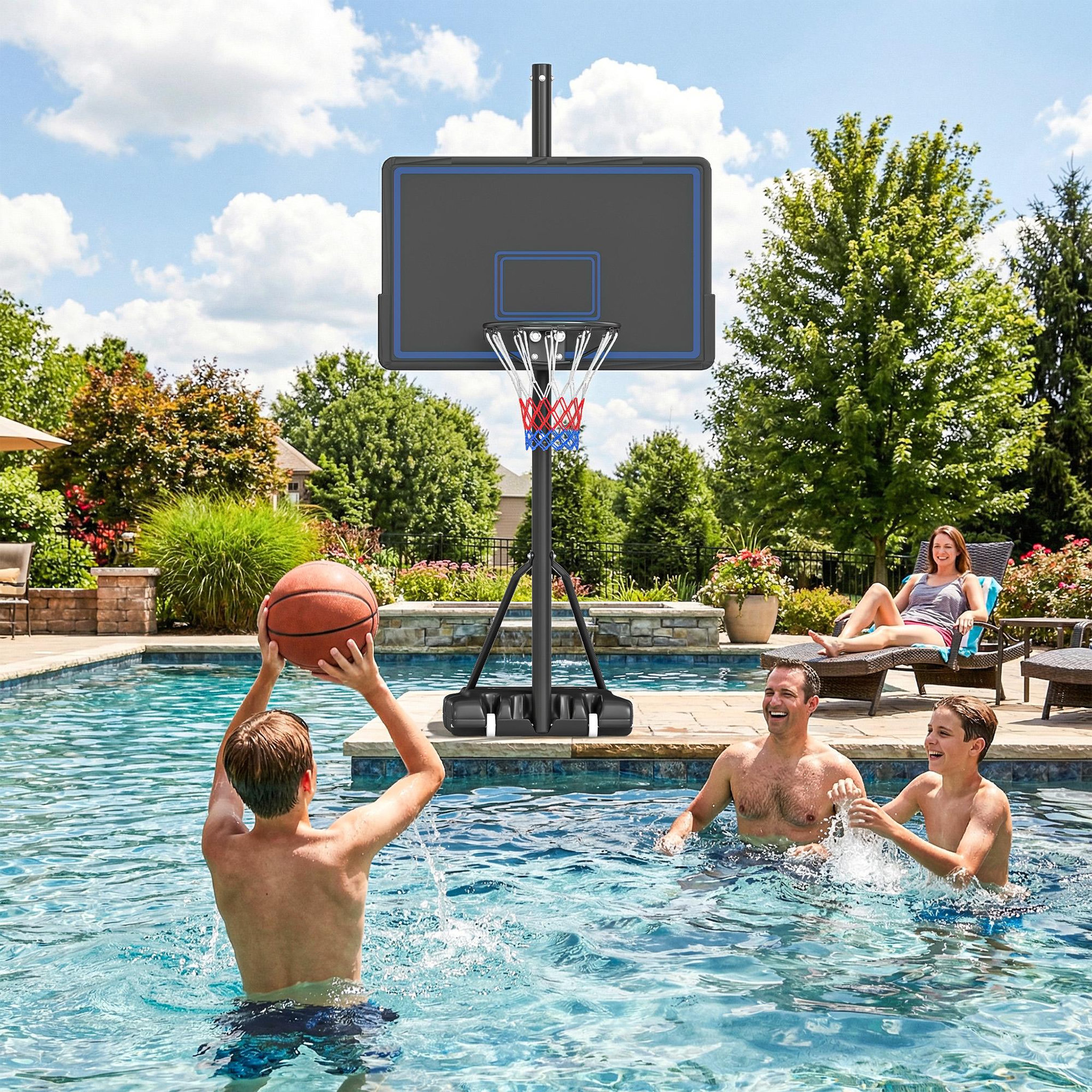 Voir la diapositive 4 : HOMCOM Panier de basketball sur pied mobile réglable h.1,35-3,05 m
