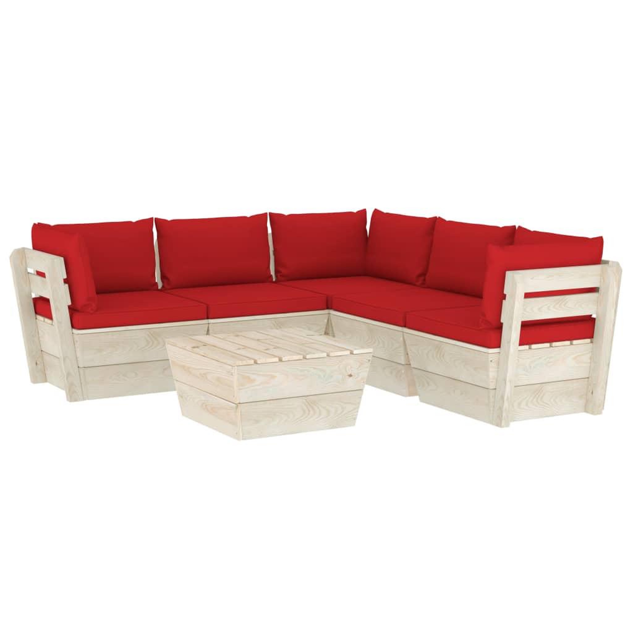 Voir la diapositive 2 : VIDAXL Salon de jardin palette 6 pcs avec coussins bois d'epicea