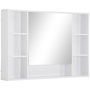 Voir la diapositive 1 : KLEANKIN Armoire murale salle de bain avec miroir - 7 niches, étagère - 100 x 15 x 70 cm - MDF blanc