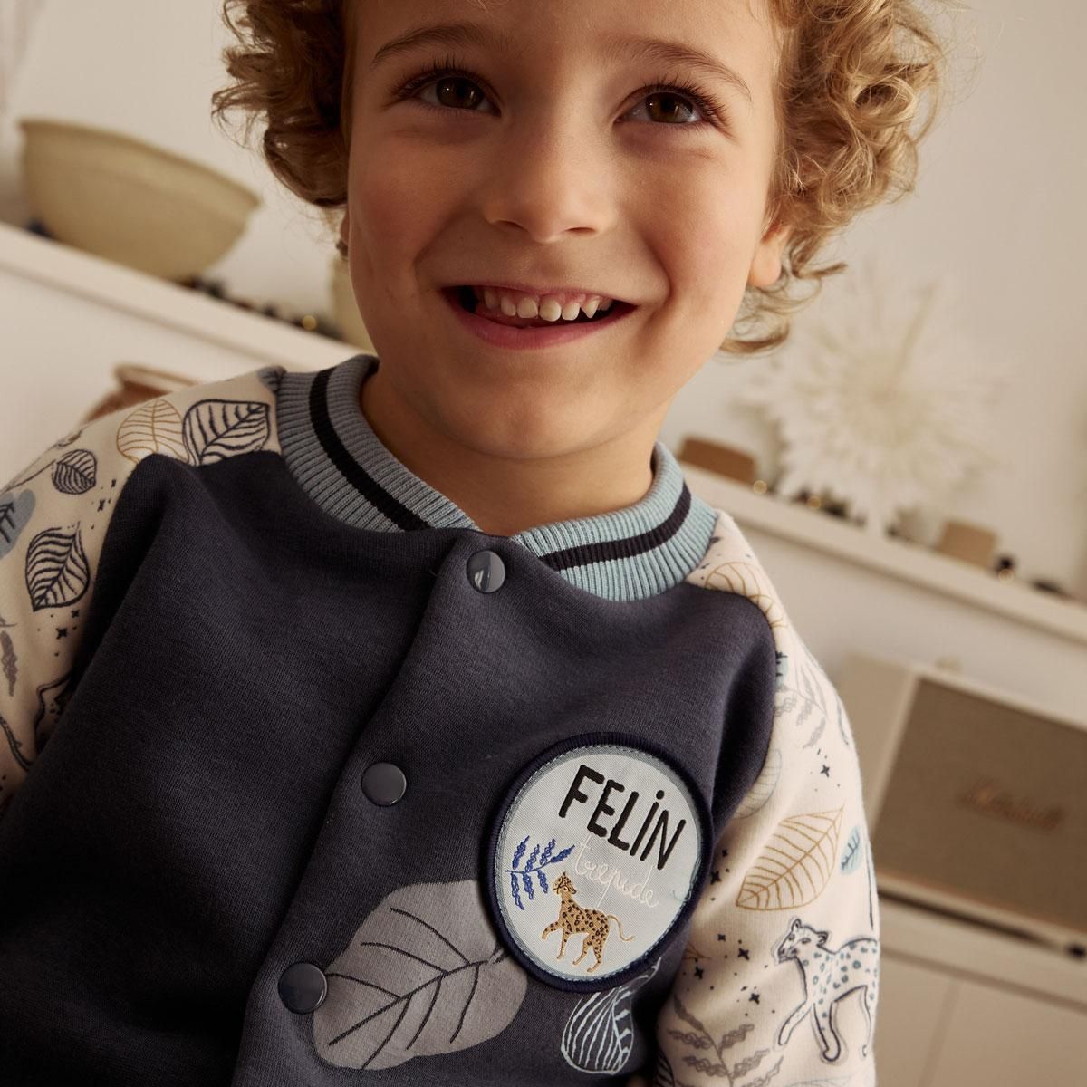 Petit Béguin Veste teddy bébé en molleton ultra chaud Félintrépide