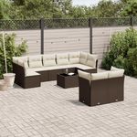 VIDAXL Salon de jardin 10 pcs avec coussins marron resine tressee