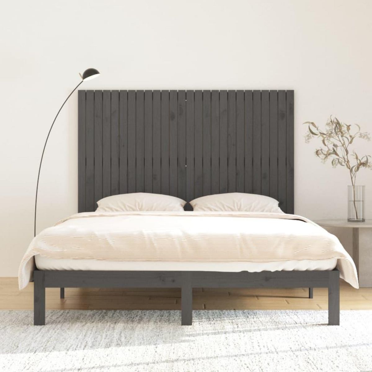 VIDAXL Tete de lit murale Gris 166x3x110 cm Bois massif de pin