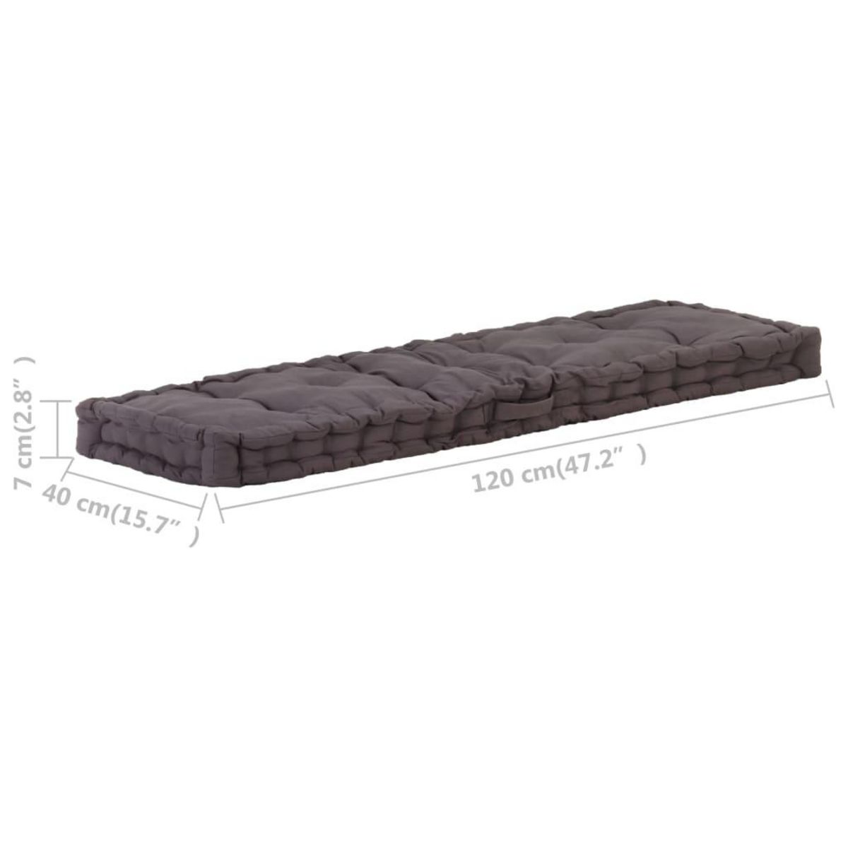 VIDAXL Coussins de plancher de palette lot de 2 Coton Anthracite