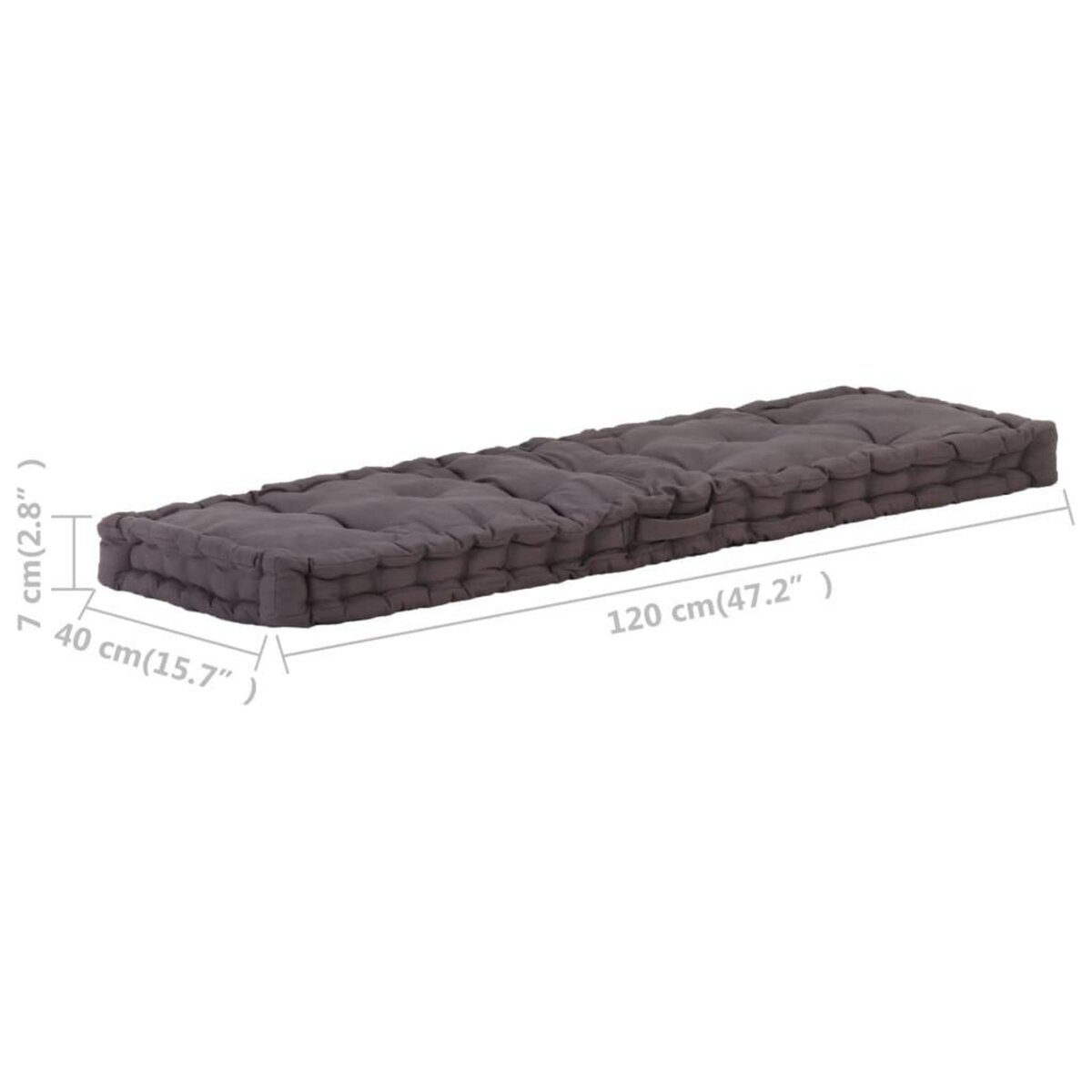VIDAXL Coussins de plancher de palette lot de 2 Coton Anthracite