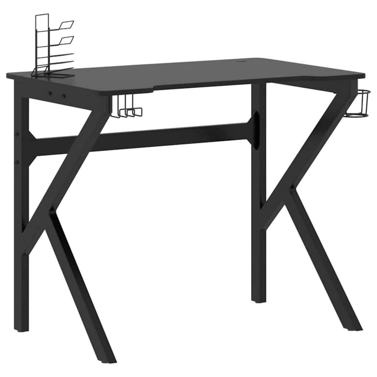 VIDAXL Bureau de jeu avec pieds en forme de K Noir 90x60x75 cm