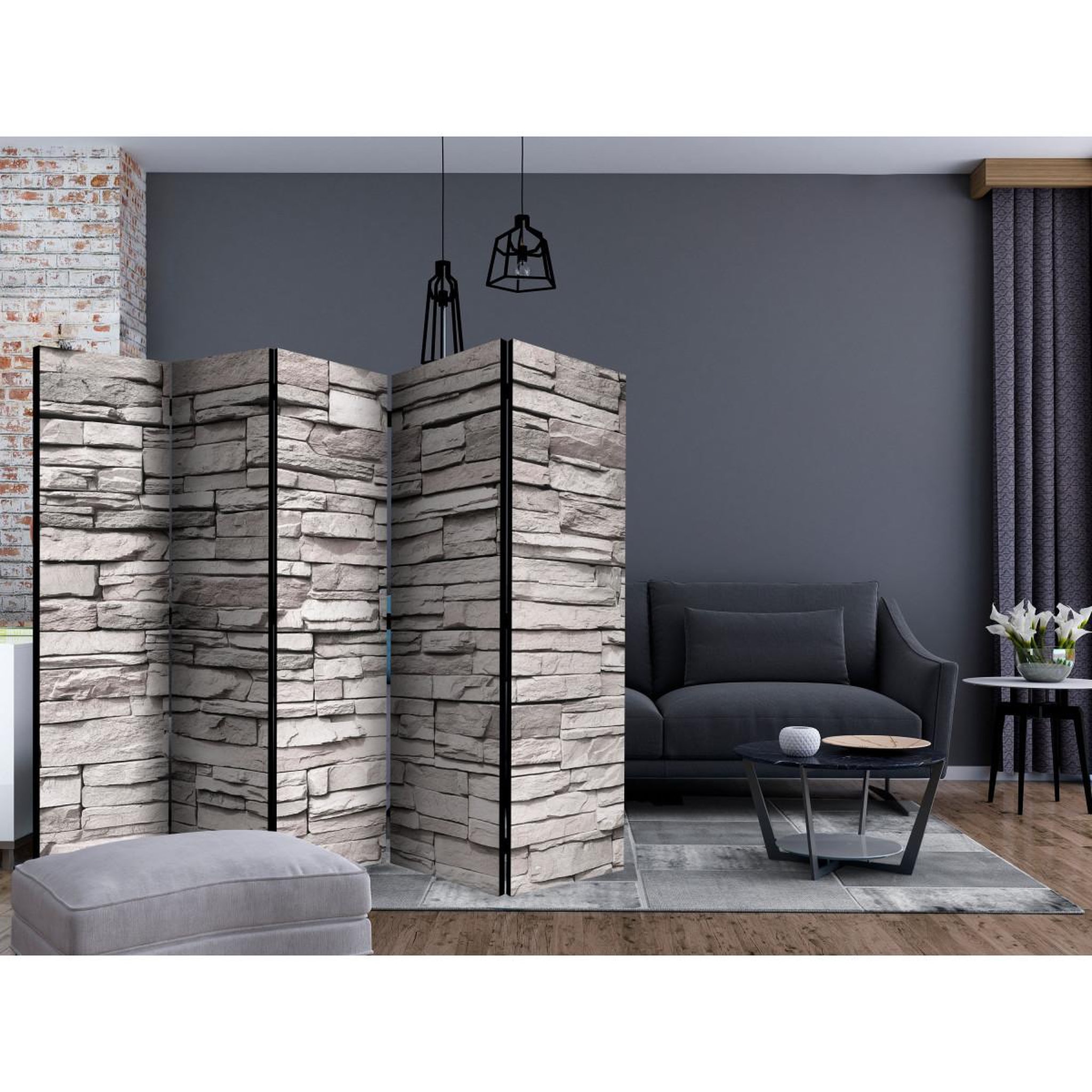 Voir la diapositive 2 : Paris Prix Paravent 5 volets  stony elegance  172x225cm
