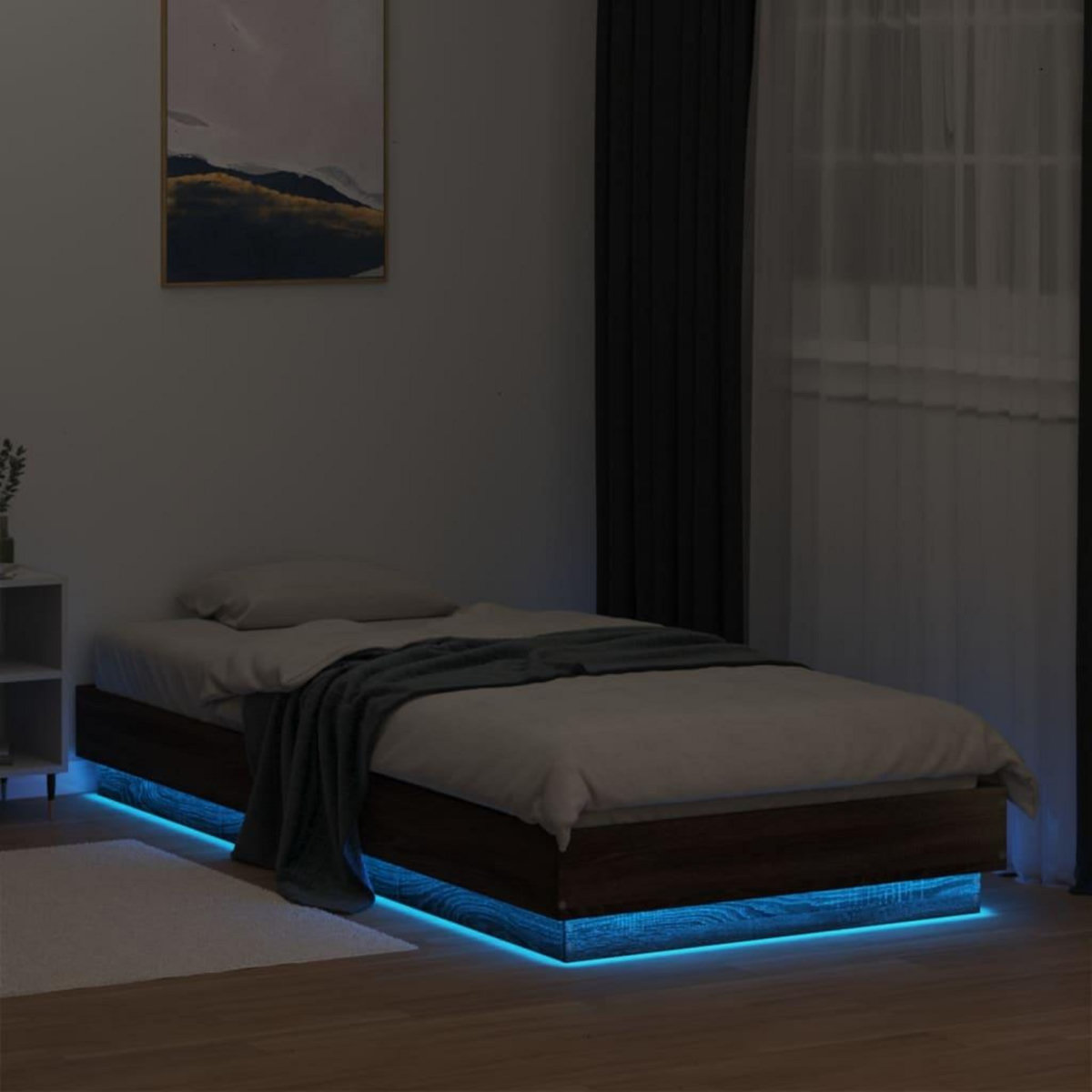 VIDAXL Cadre de lit sans matelas avec lumieres LED 100x200 cm