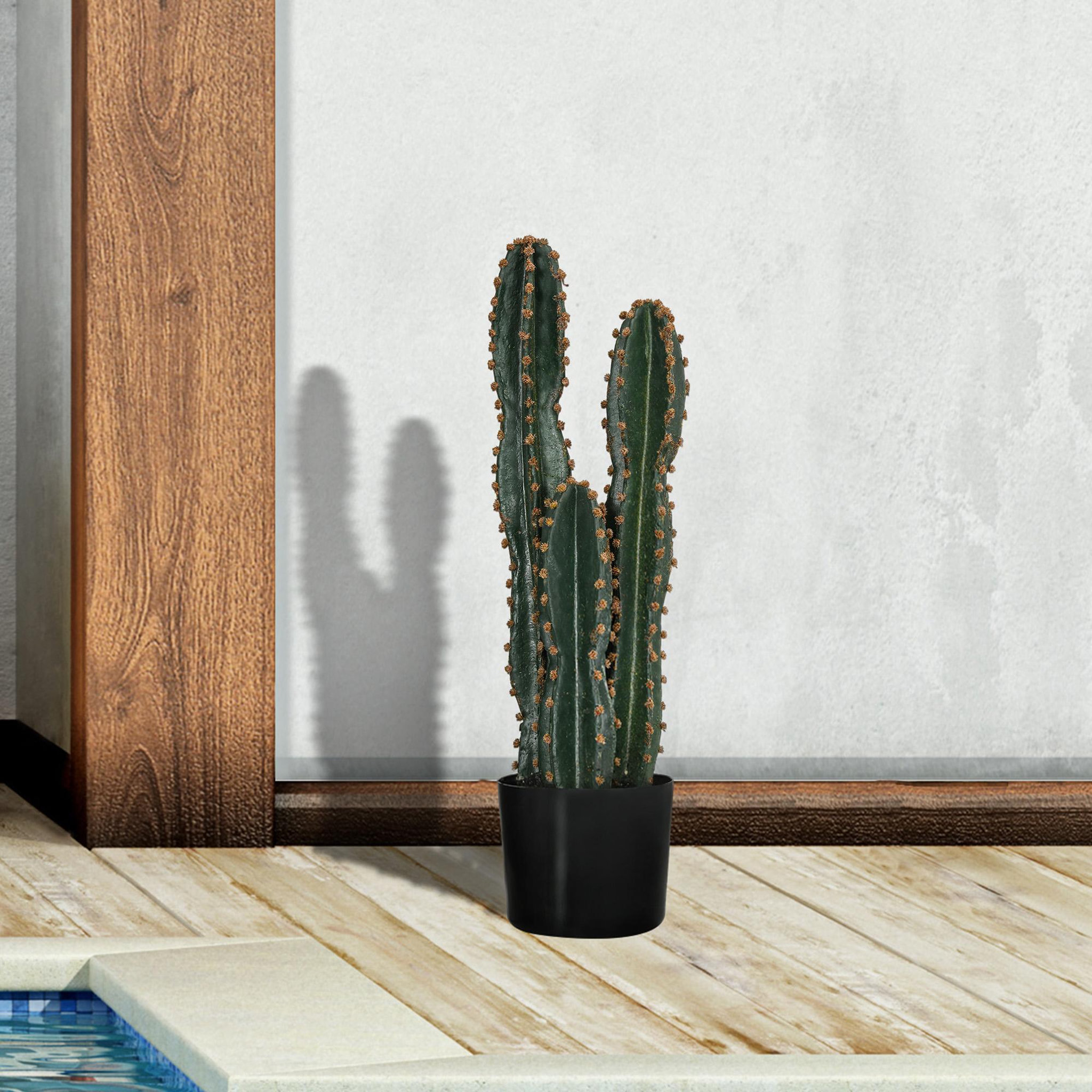 Voir la diapositive 4 : OUTSUNNY Cactus artificiel grand réalisme 3 pieds dim. Ø 17 x 60H cm pot inclus vert