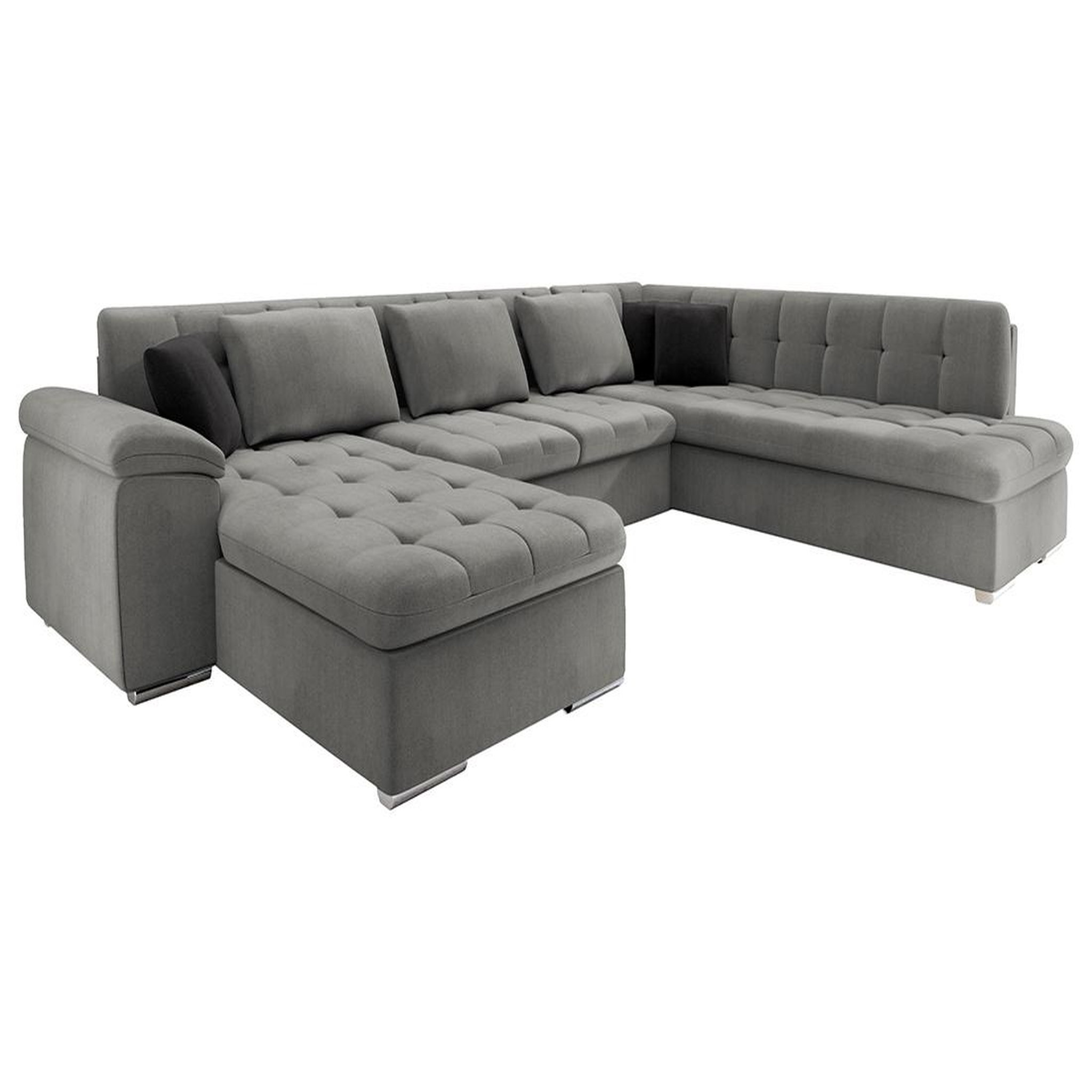Voir la diapositive 2 : BEST MOBILIER Chuck - canapé panoramique d'angle droit xxl - convertible avec coffre - 7 places