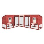 VIDAXL Clapier d'exterieur avec piste Rouge et blanc Bois de sapin