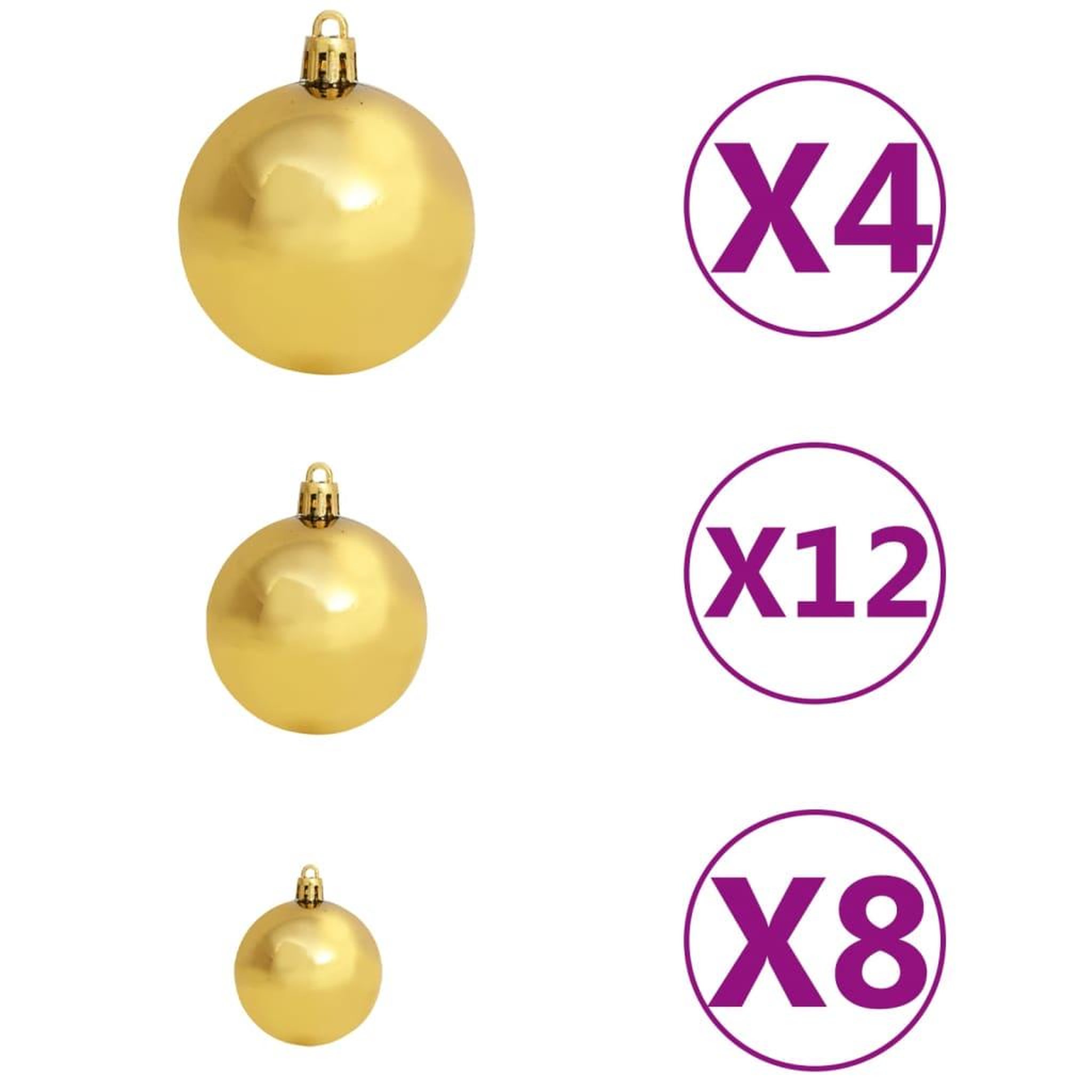 Voir la diapositive 3 : VIDAXL Ensemble de boules de Noël 100 pcs 3/4/6 cm Marron/Bronze/Dore