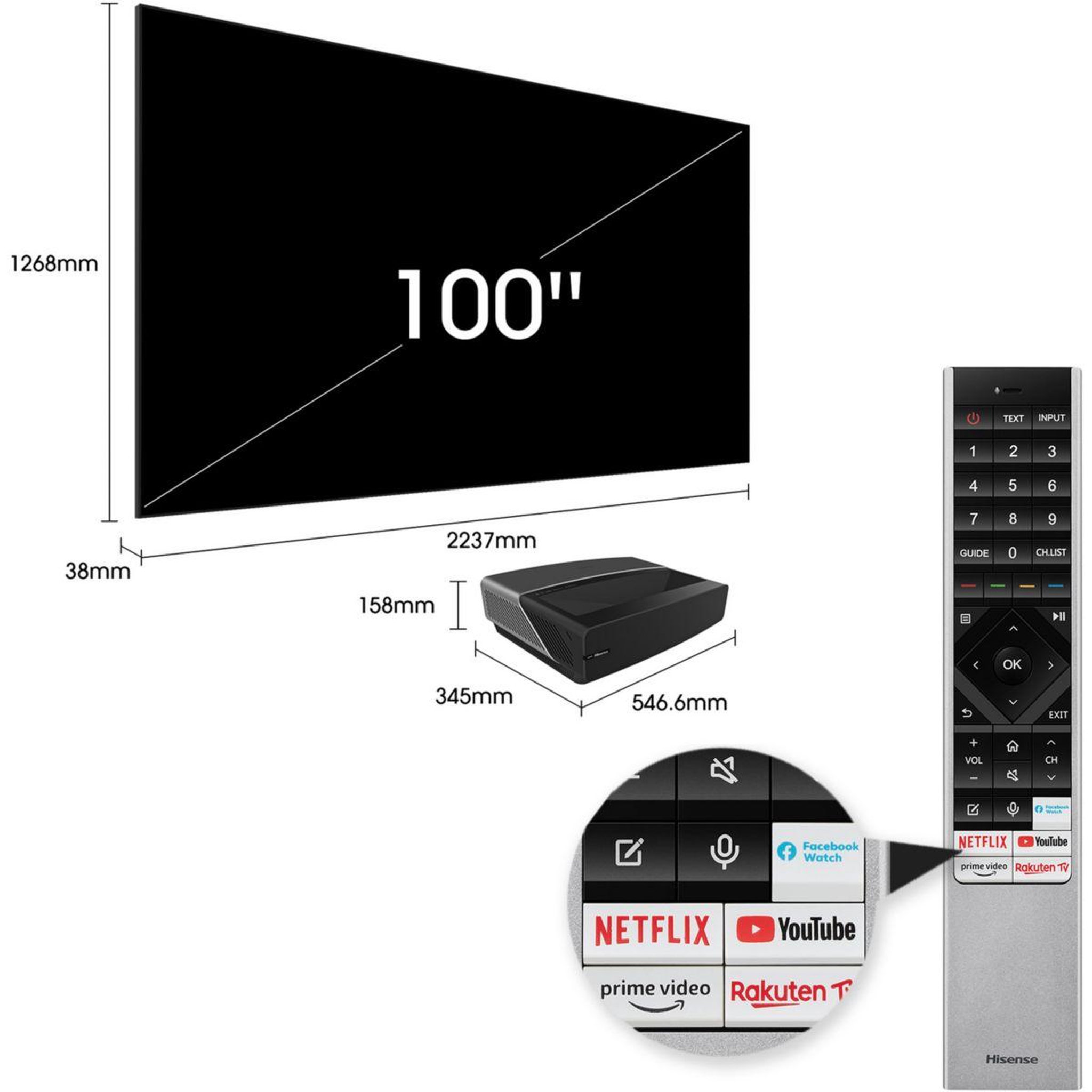 Voir la diapositive 3 : Hisense Vidéoprojecteur home cinéma 100L5F-D12 Laser TV + écran