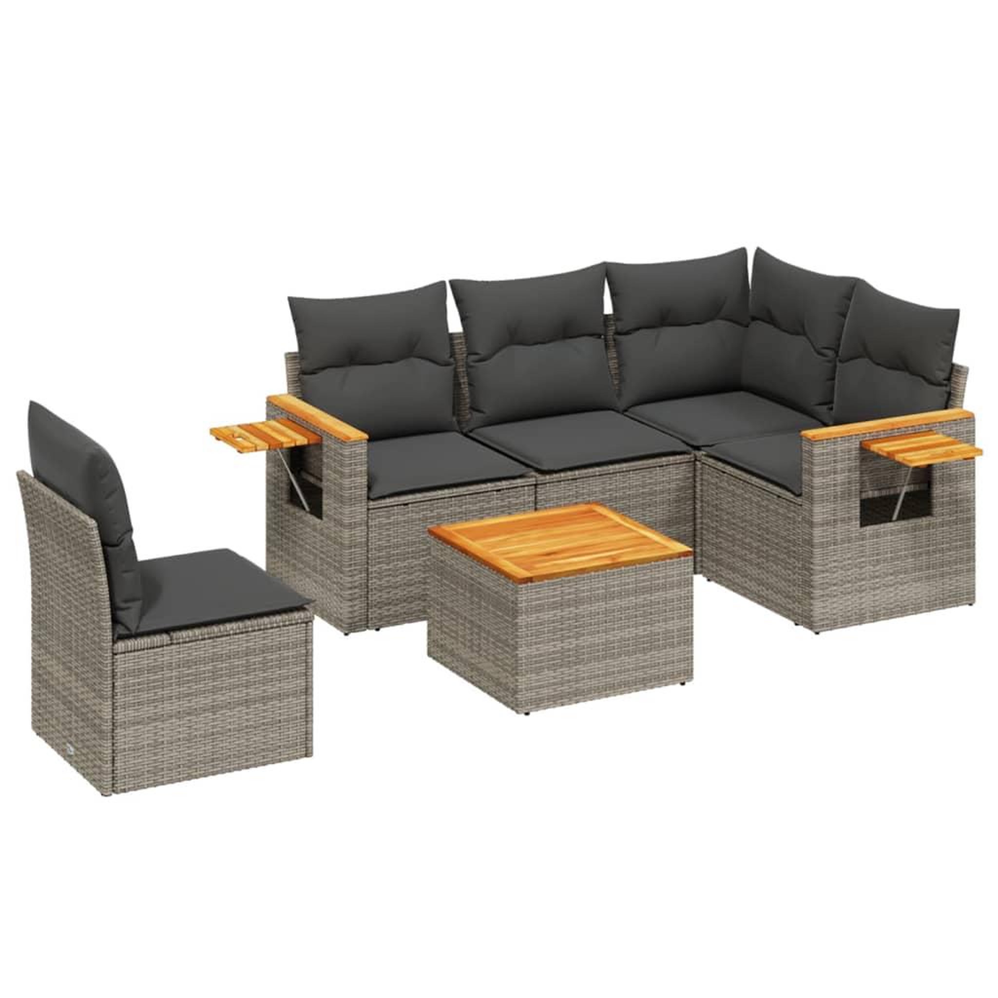 Voir la diapositive 2 : VIDAXL Salon de jardin 6 pcs avec coussins gris resine tressee
