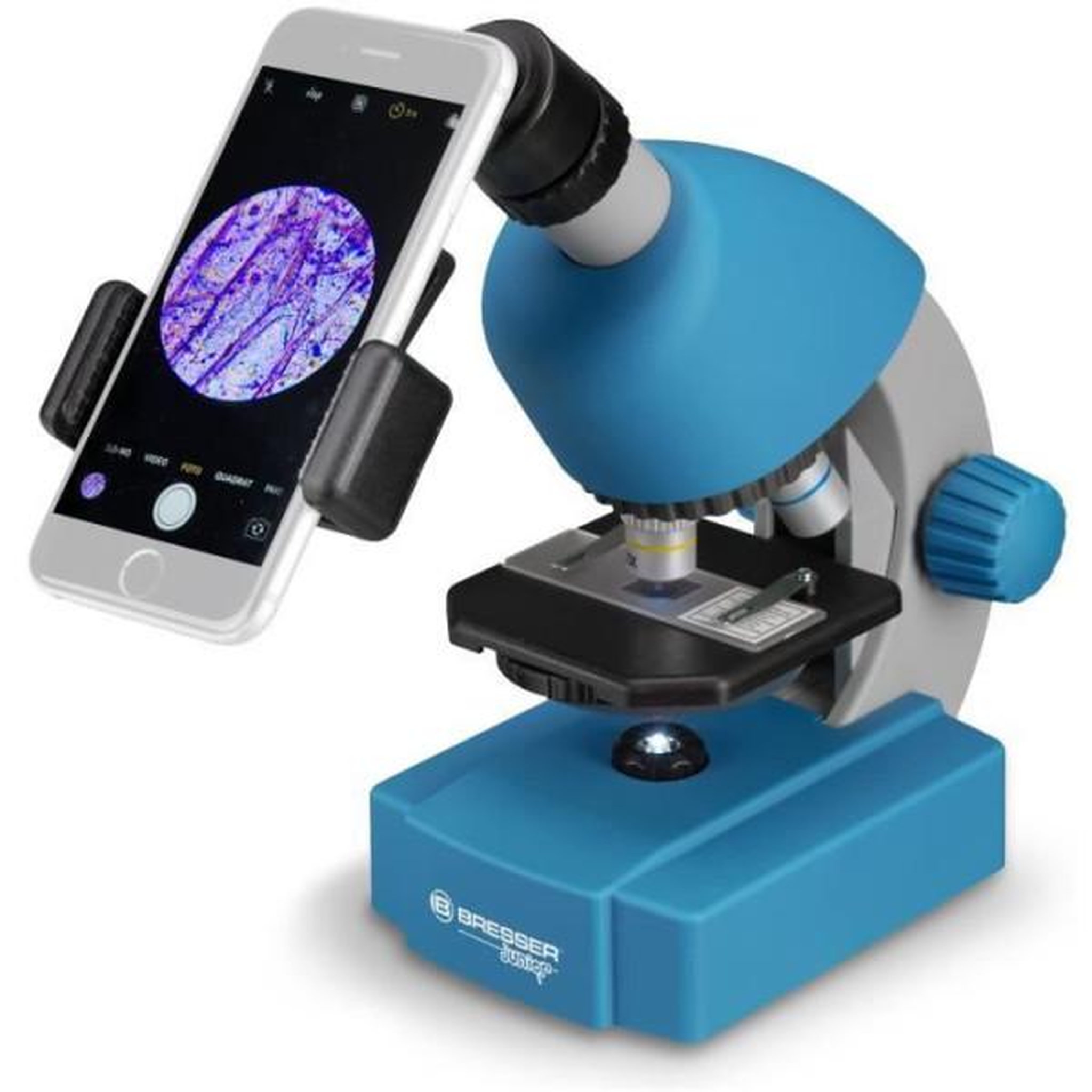 Voir la diapositive 2 : Bresser Microscope 40x-640x - bresser junior - éclairage led - kit d'expérimentation - bleu
