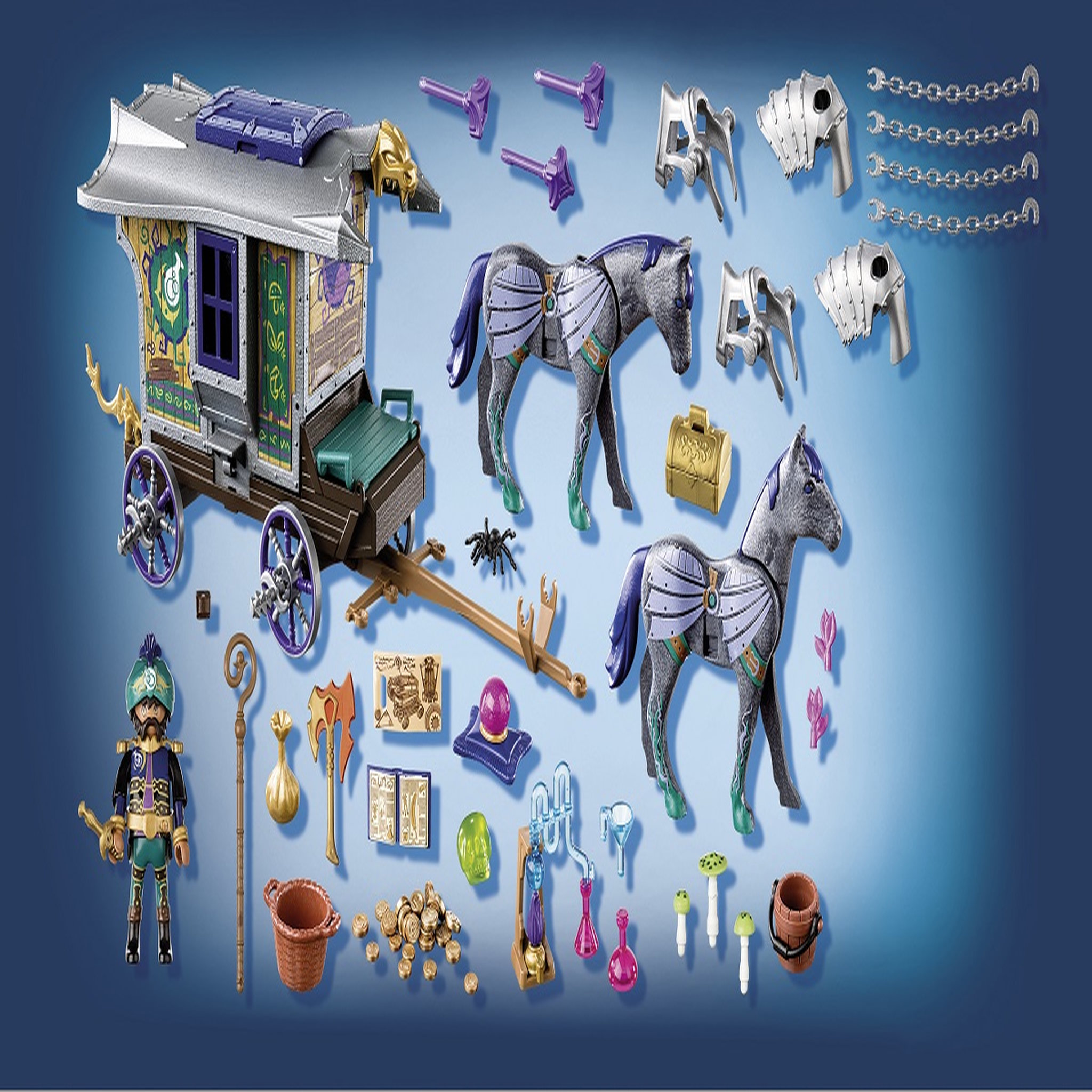 Voir la diapositive 2 : PLAYMOBIL 70903 - Novelmore Marchand et chariot