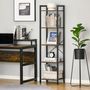 Voir la diapositive 2 : HOMCOM Étagère bibliothèque style industriel H154 cm 5 étagères acier noir panneaux particules aspect bois vieilli