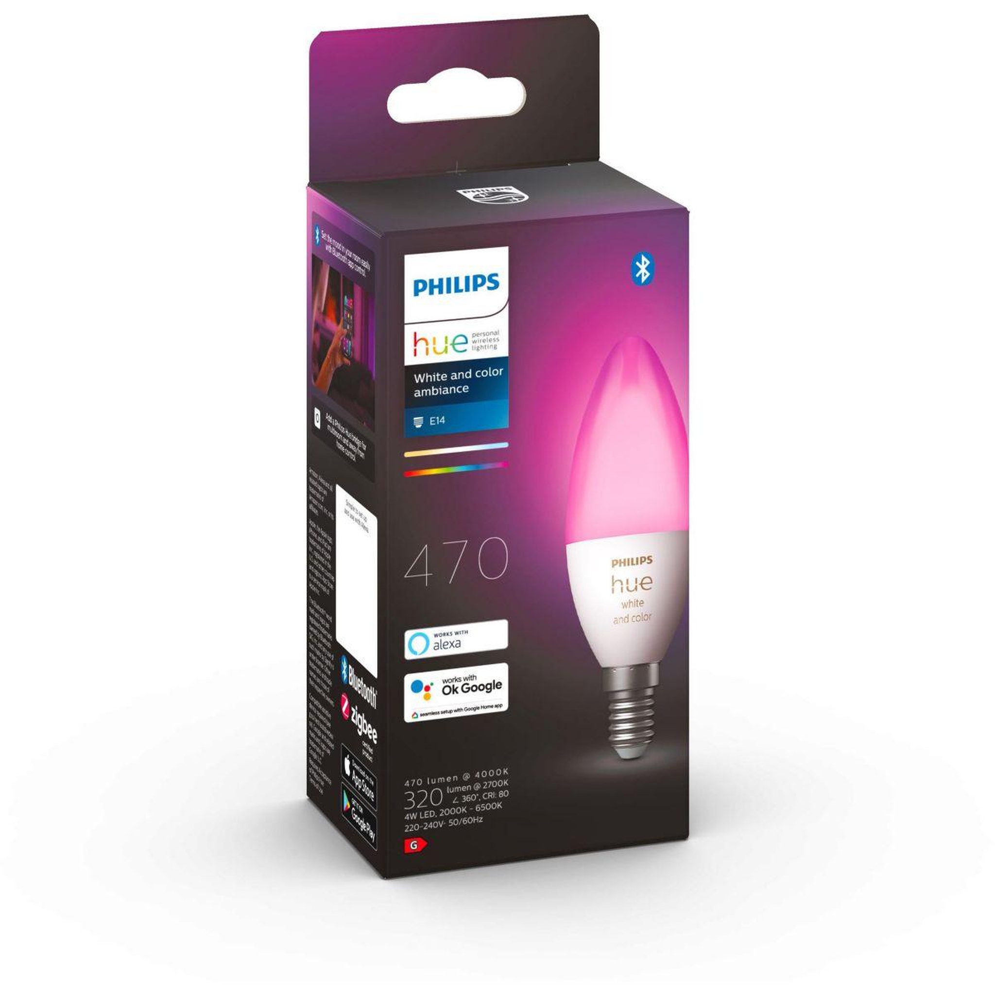 Voir la diapositive 5 : PHILIPS HUE Ampoule LED connectée E14 White&Color Ambiance Flamme