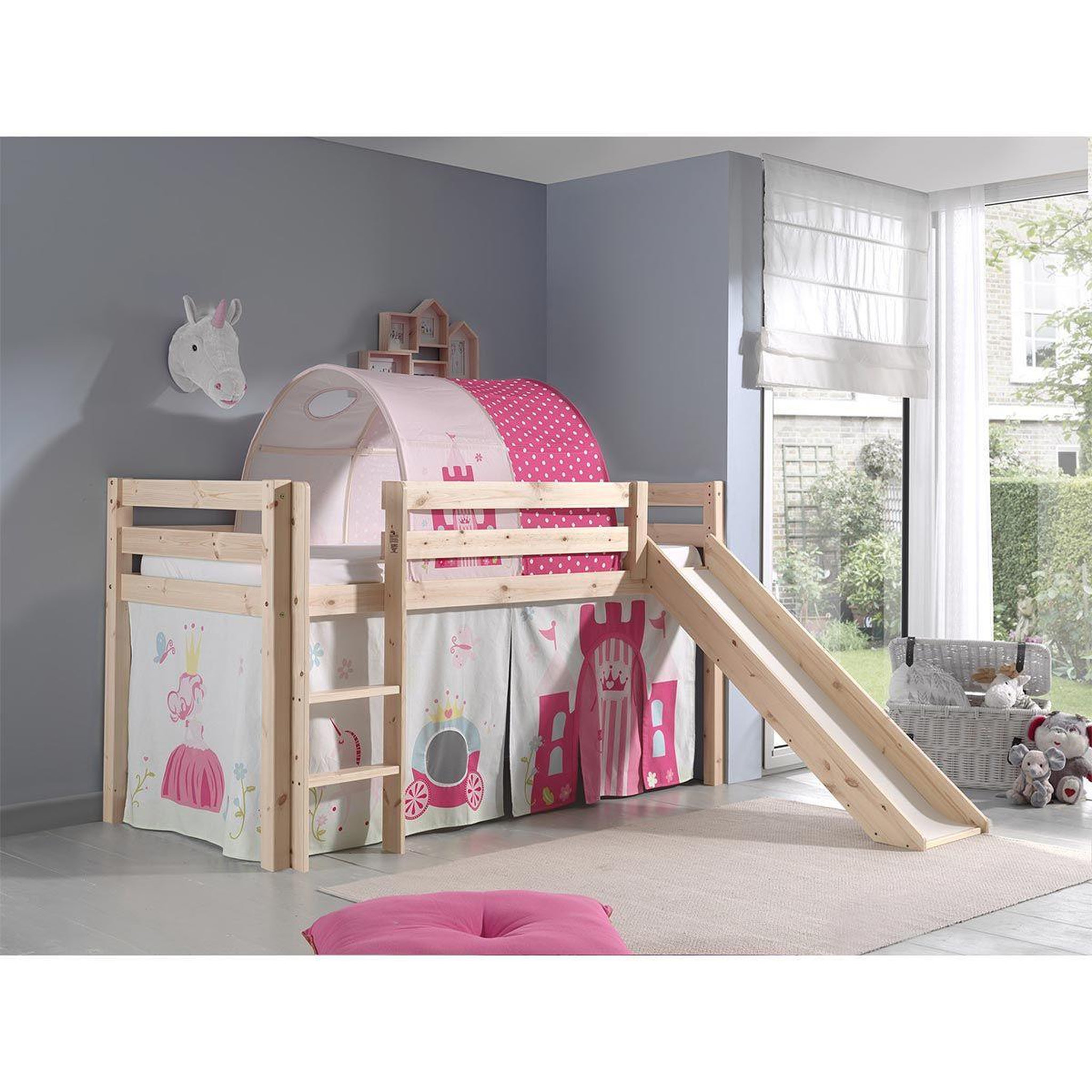 Voir la diapositive 5 : Paris Prix Pack - Lit Enfant, Toboggan, Tente & Tunnel  Pino Princesse  Naturel