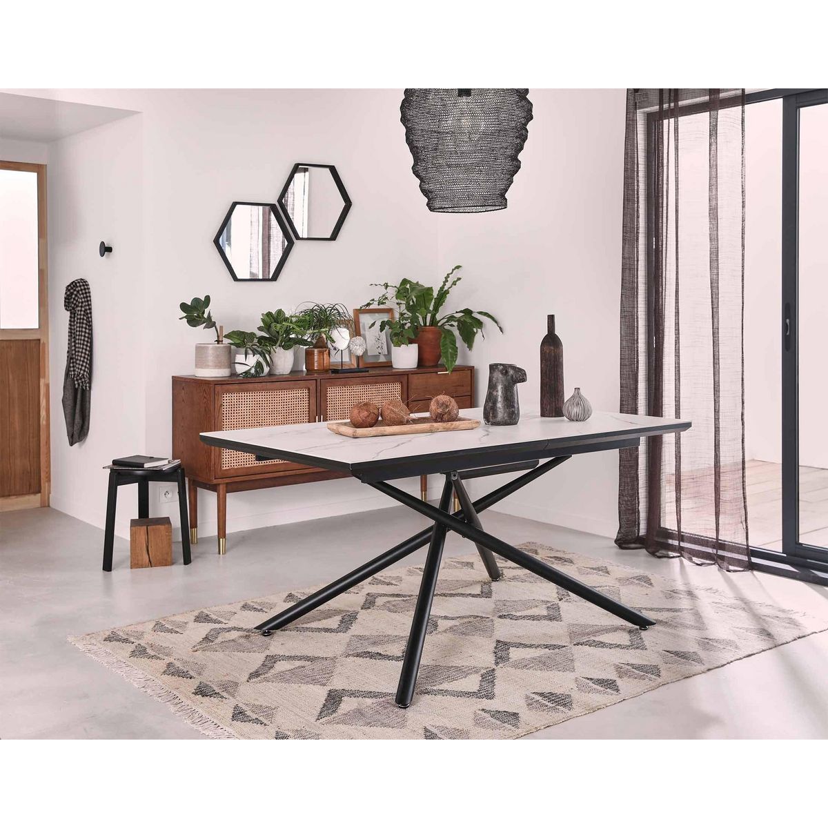 BEST MOBILIER Sullana - table à manger extensible - effet marbre - 4 à 6 personnes