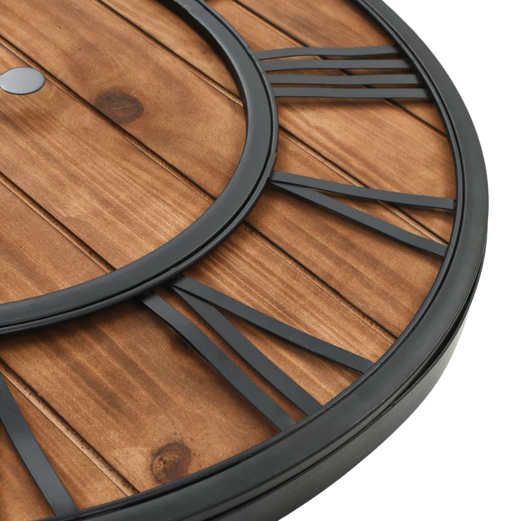 Voir la diapositive 5 : VIDAXL Horloge murale vintage a quartz bois et metal 60 cm xxl
