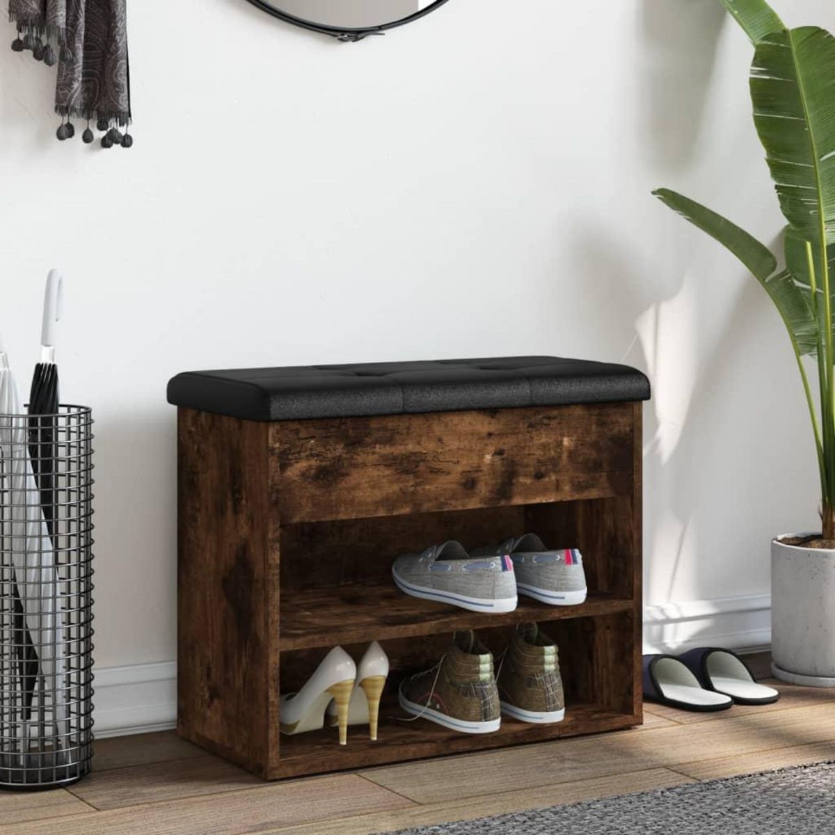 VIDAXL Banc a chaussures chene fume 62x32x50 cm bois d'ingenierie