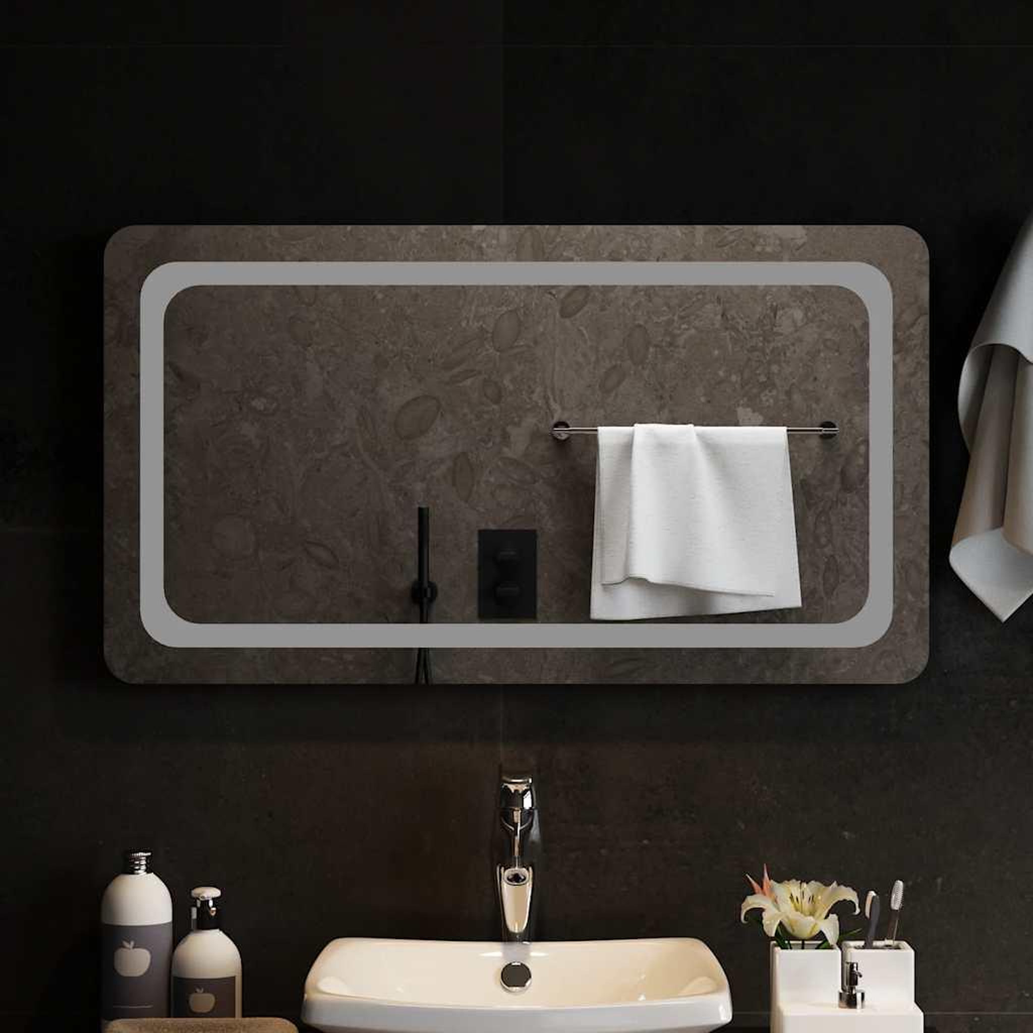 Voir la diapositive 3 : VIDAXL Miroir de salle de bain a LED 90x50 cm
